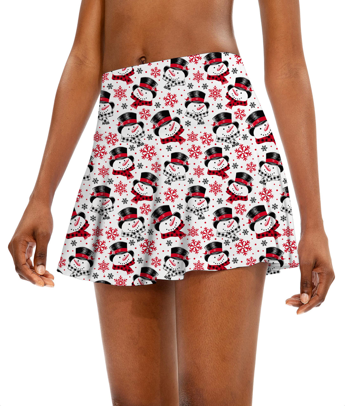 Christmas Snowman Women's Athletic Golf Skorts Flared Skirts