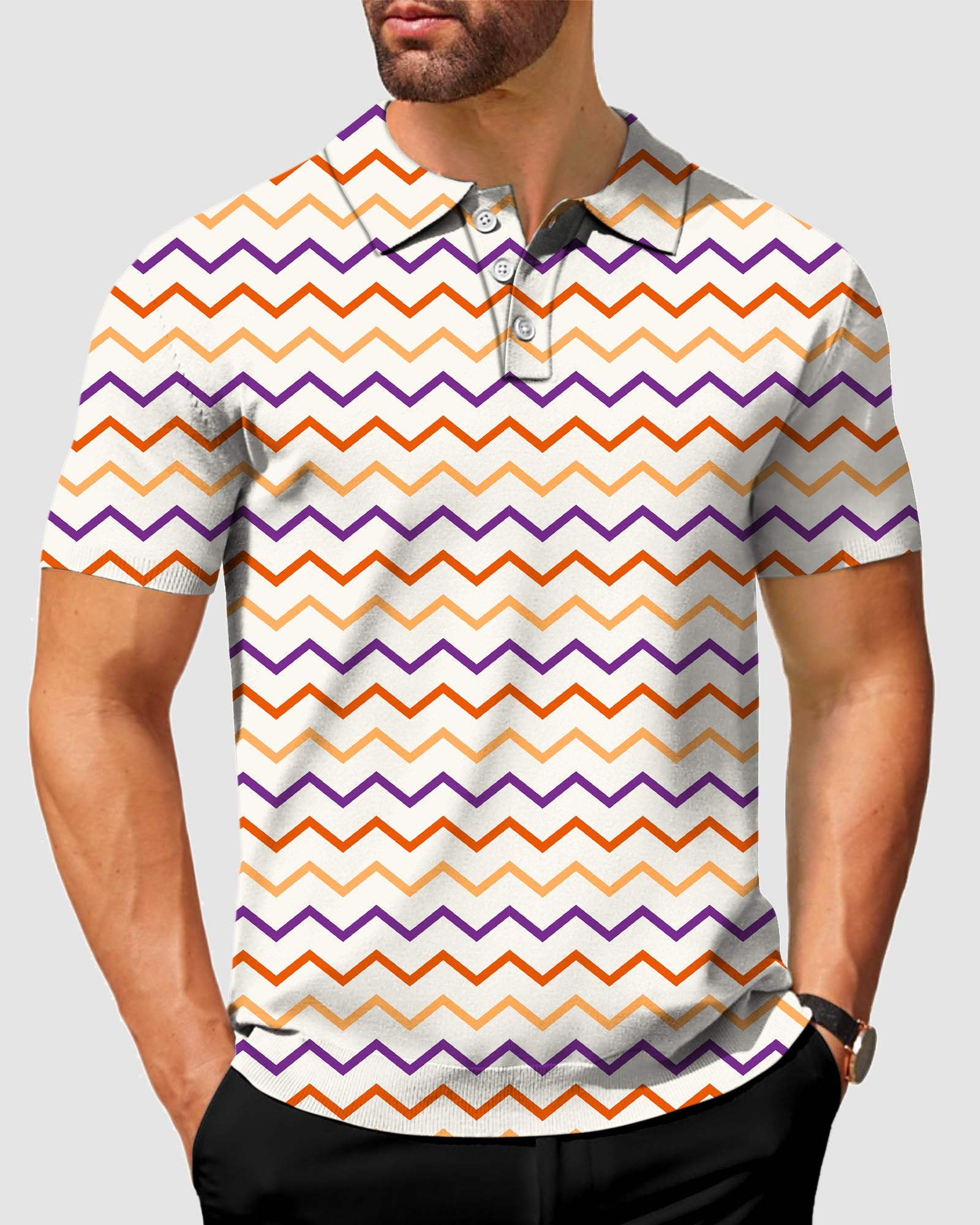 Men's Colorful Halloween Waves Polo