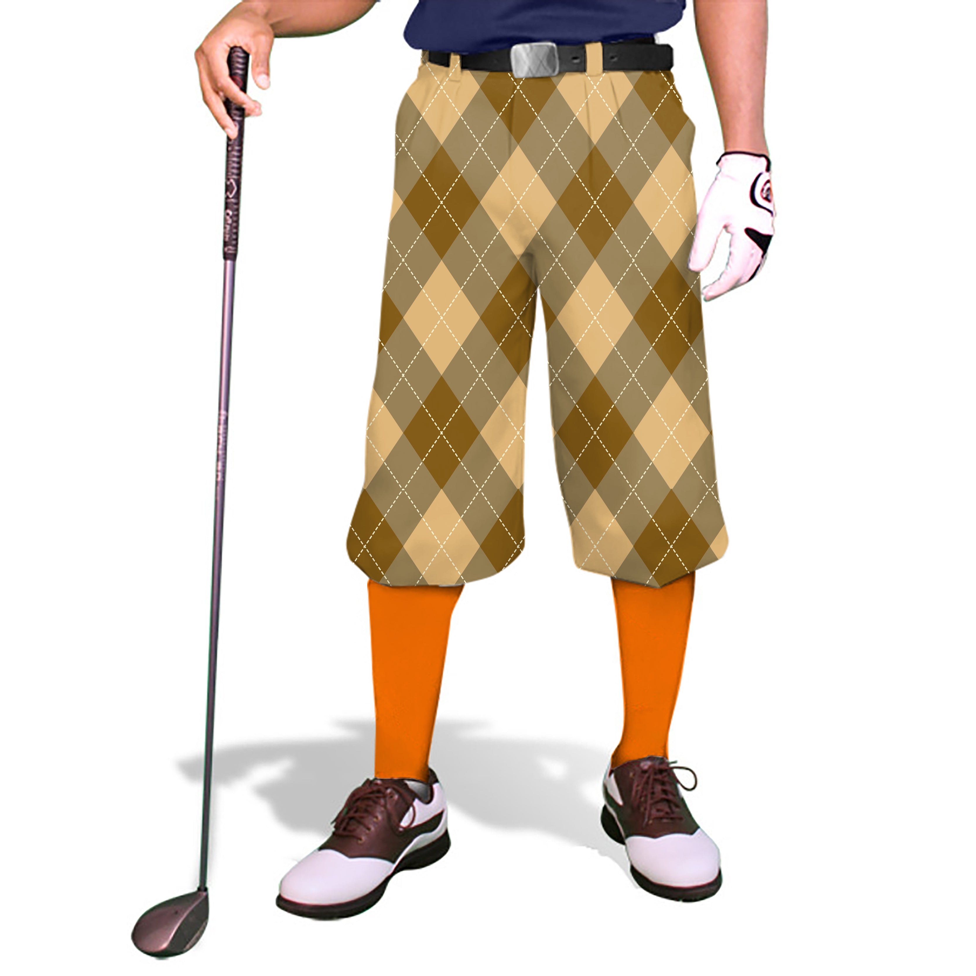 brown Argyle-Men's Golf Knickers Pants