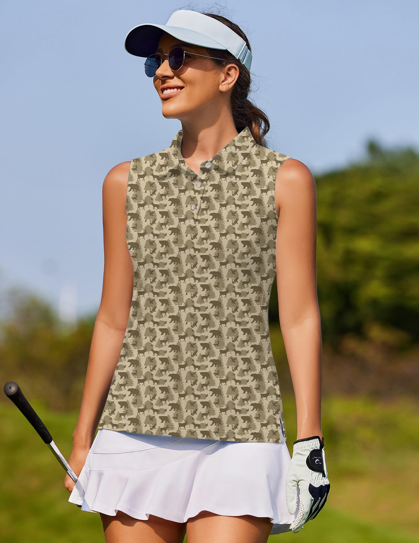 Forest animal bear deer Women's golf Sleeveless shirt