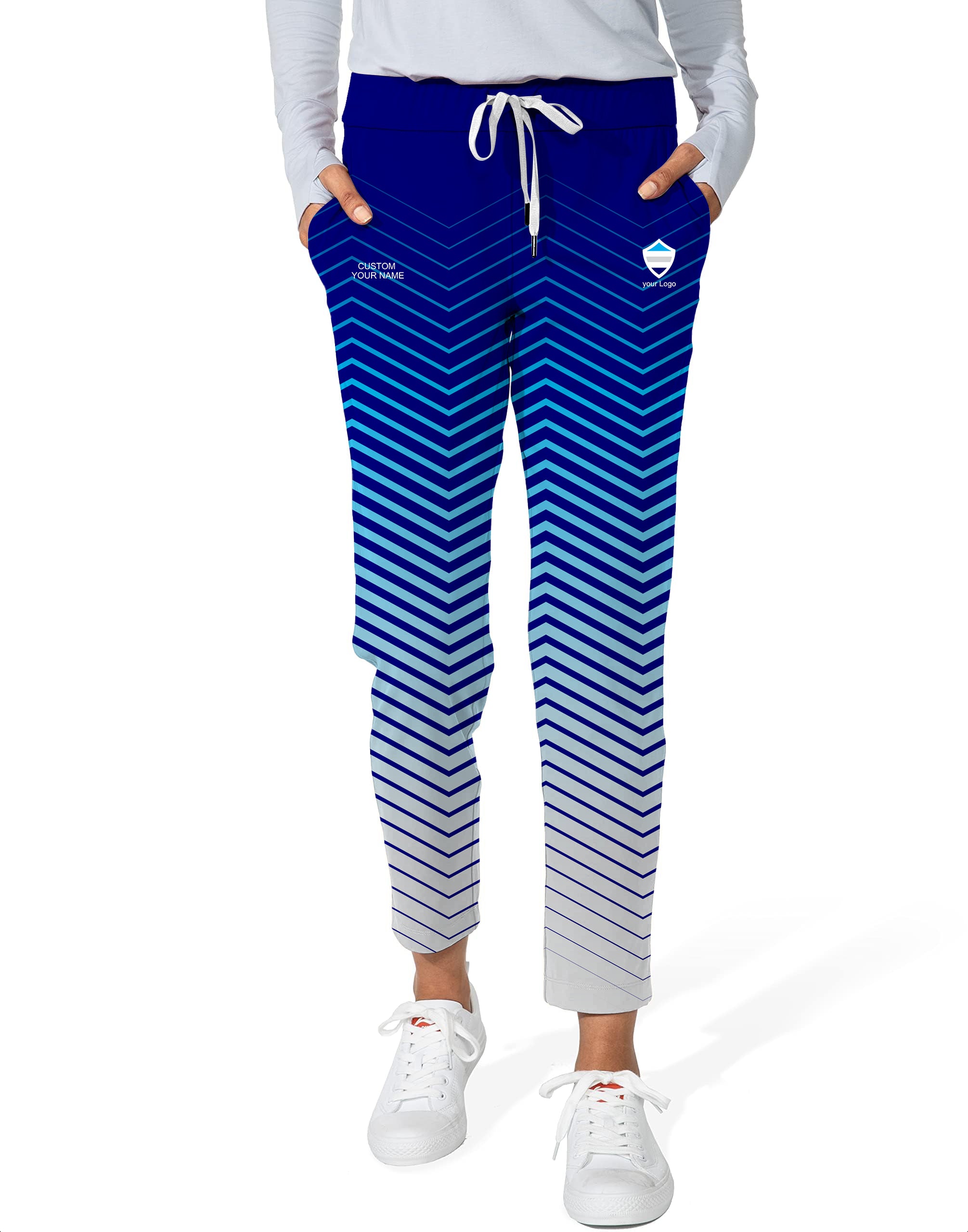 blue white sport Team-Women's 7/8 Stretch Ankle Golf Pants