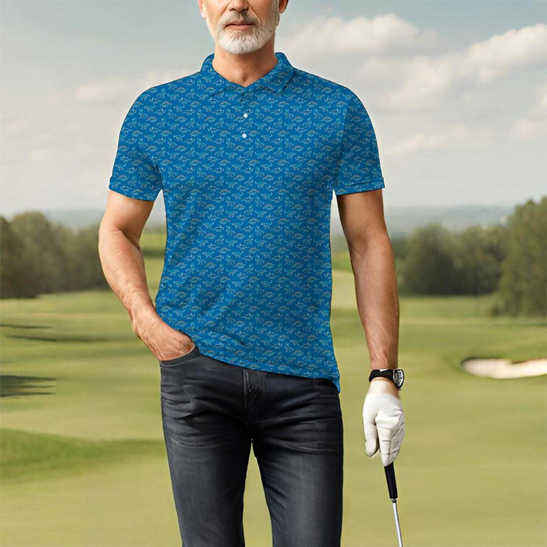 Men's dinosaur golf polo