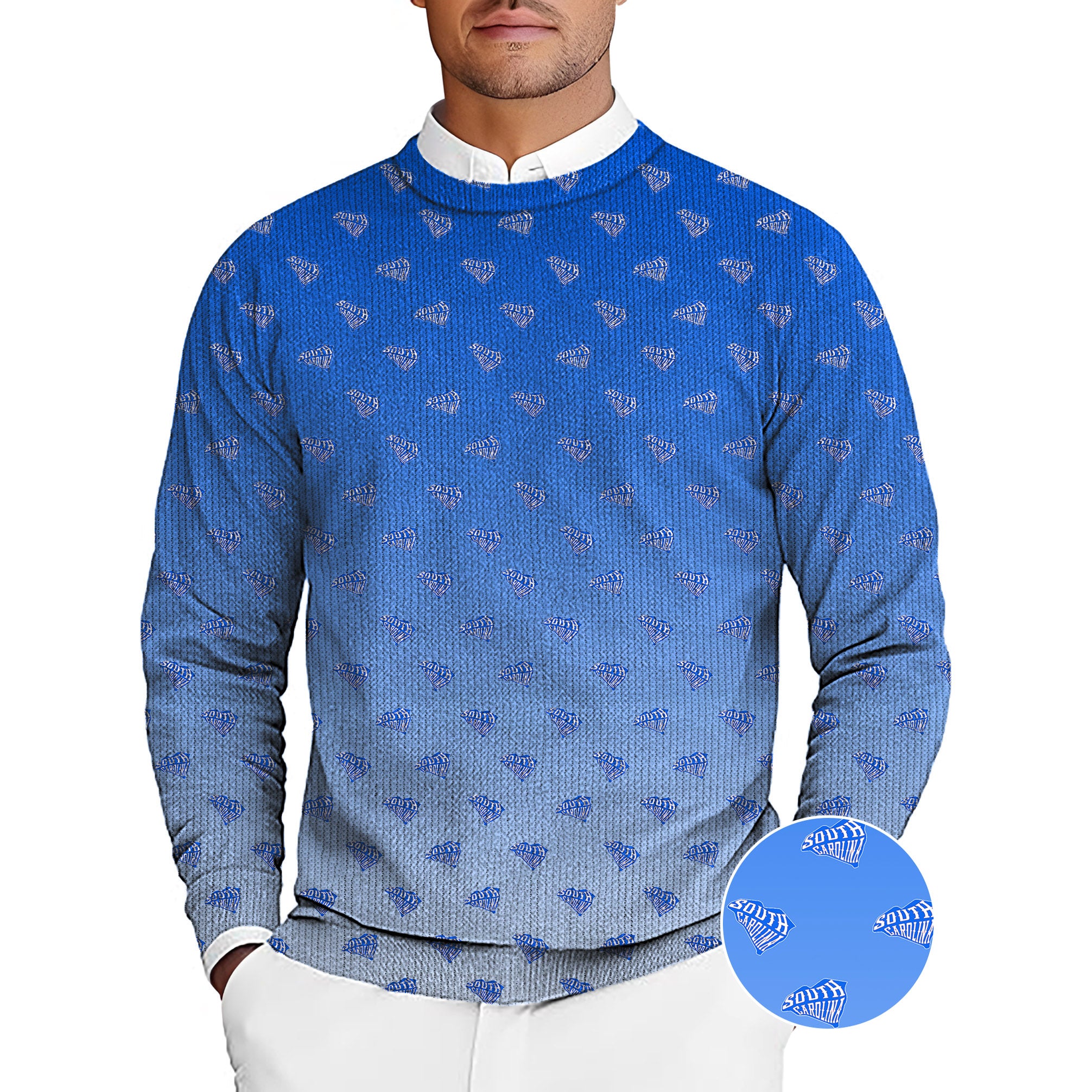 Blue South Carolina Men's Golf Crewneck Pullover Sweaters Ugly Sweater