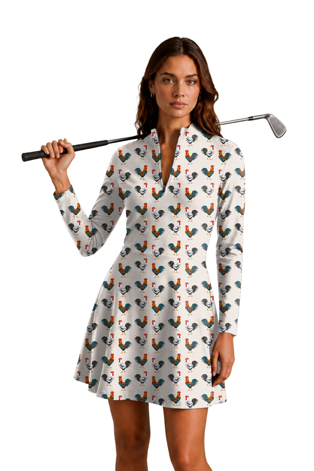 Mr Cocky  Women's Golf Long Sleeve Zipper Dresses Comes with separate matching shorts