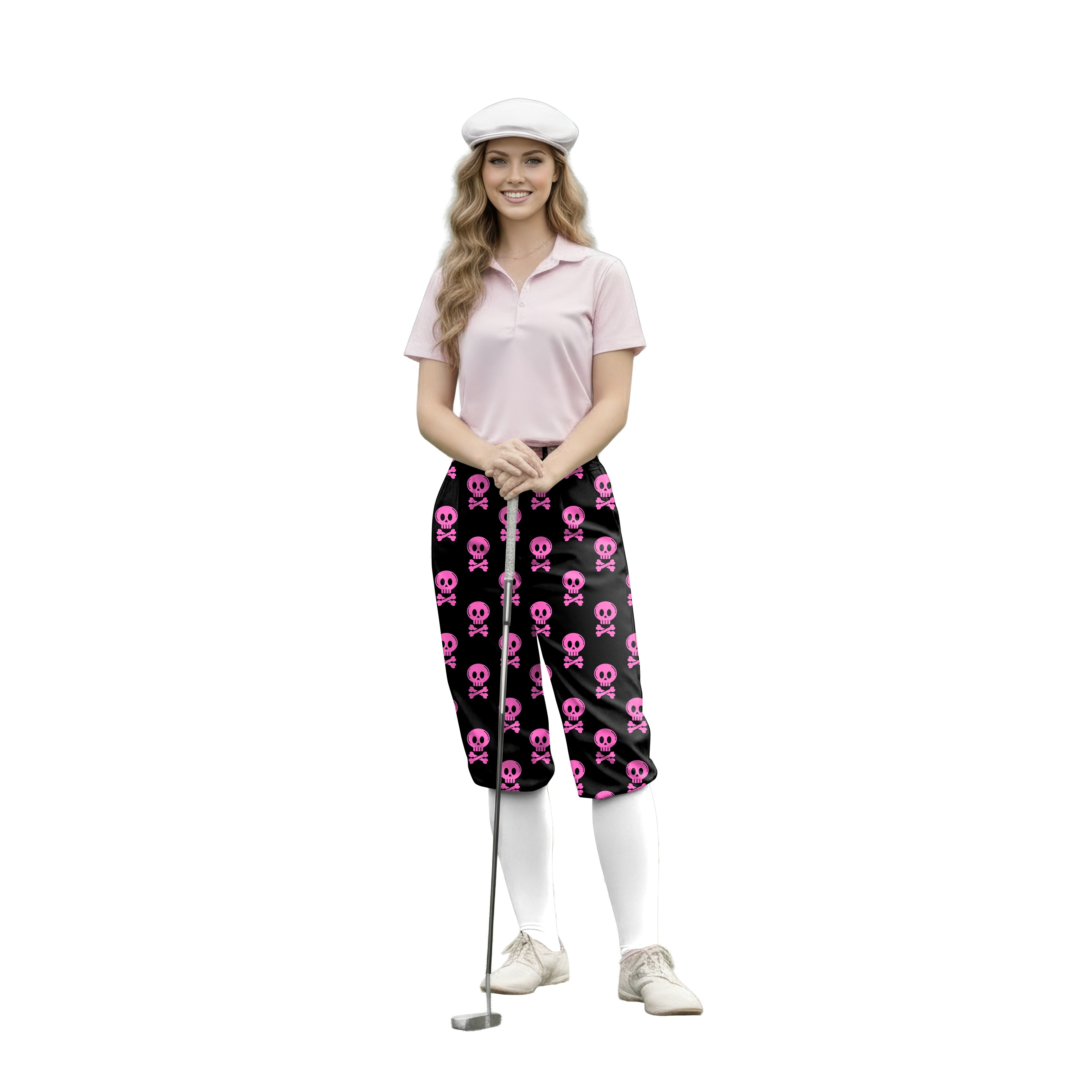 Personalize And Add To Cart Men's Halloween Punk Skull Polo Womens Golf Knickers Pants