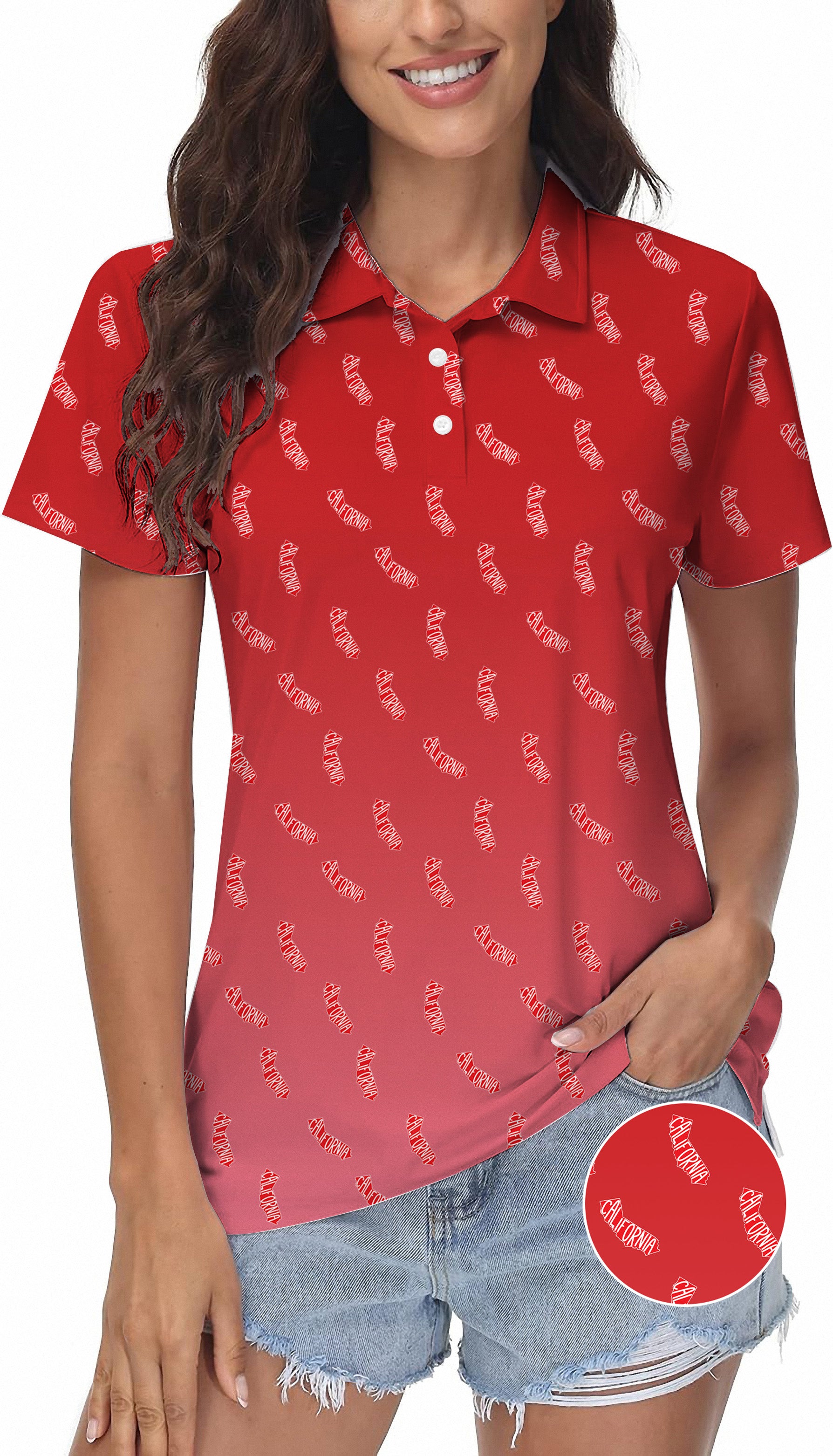 Red California Women's Golf Polo