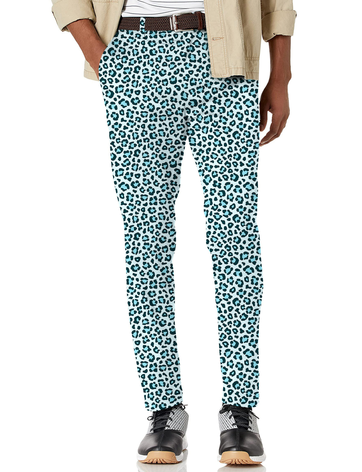 Men's Blue leopard print Stretch Golf Pants