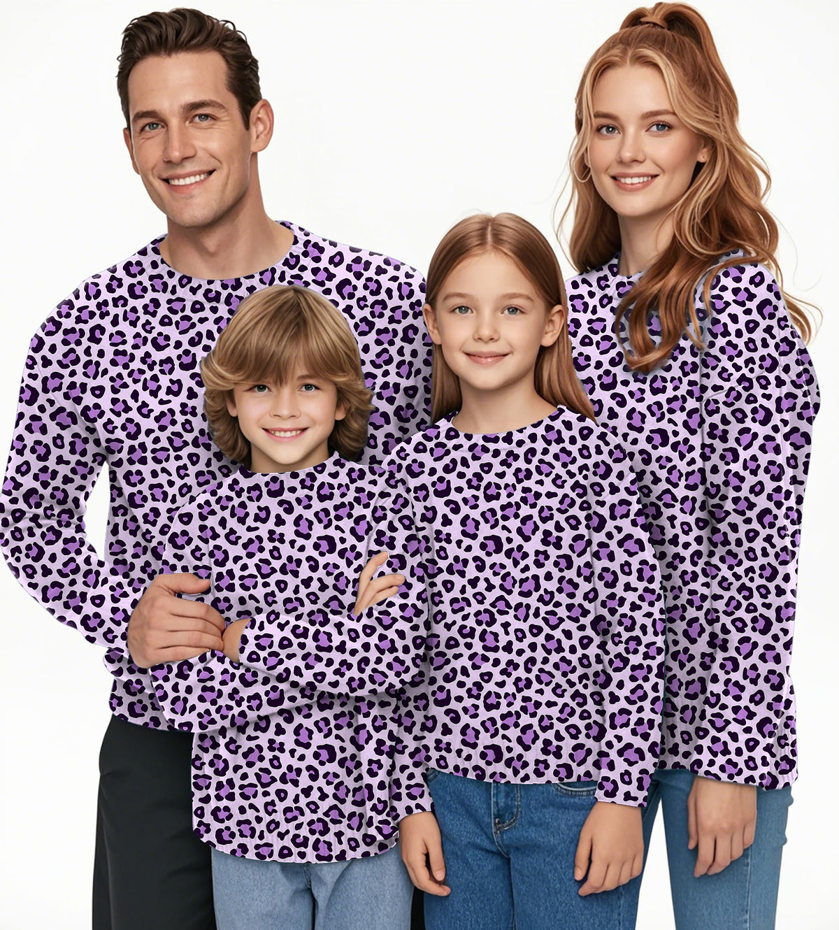 pink leopard print Crewneck Pullover Ugly Sweater Men Women boy girl family