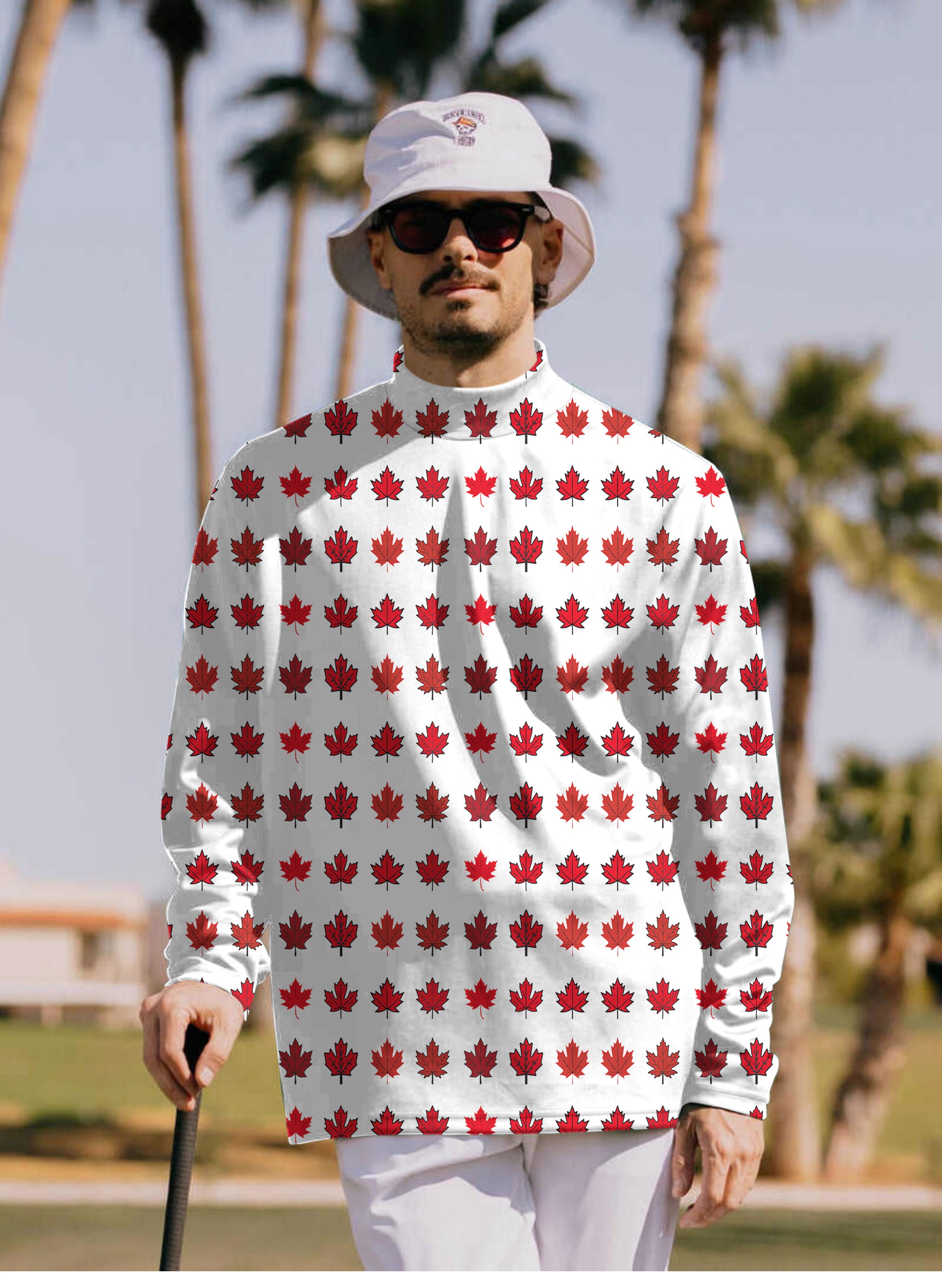 Men's Canada Red Maple Leaves Pullover High neck Long/Short sleeve T-Shirt