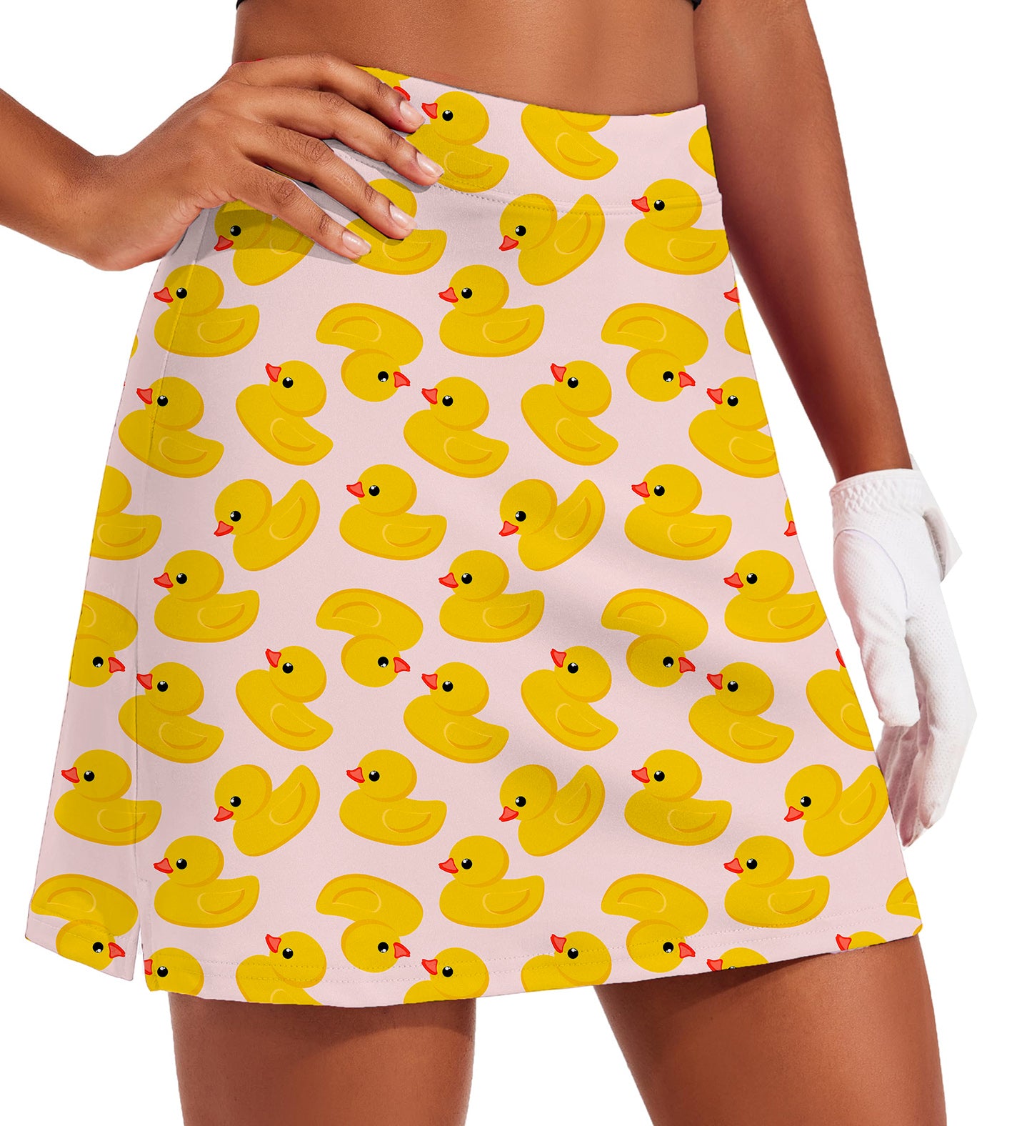 Women's Yellow duck Golf Skirts Inner Shorts Pocket