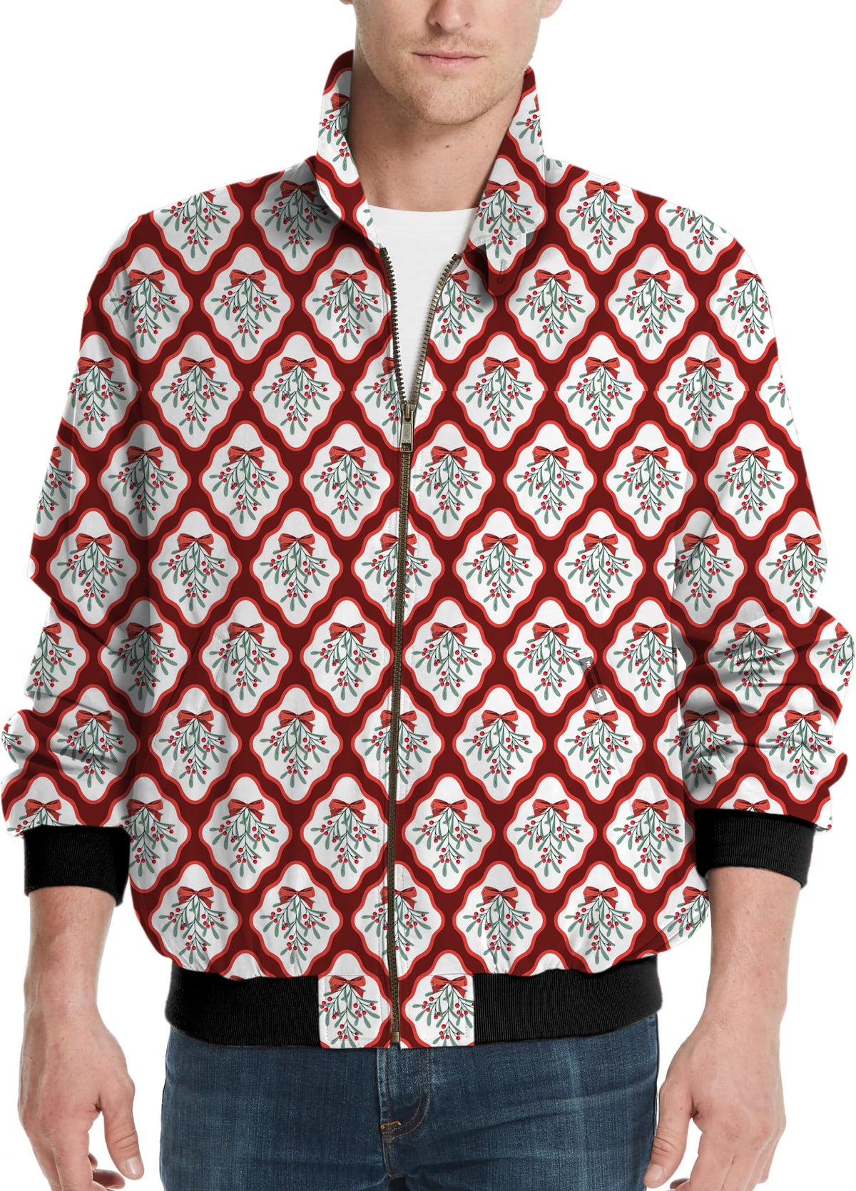 Christmas red holly Men's Golf Windbreaker Light Jacket