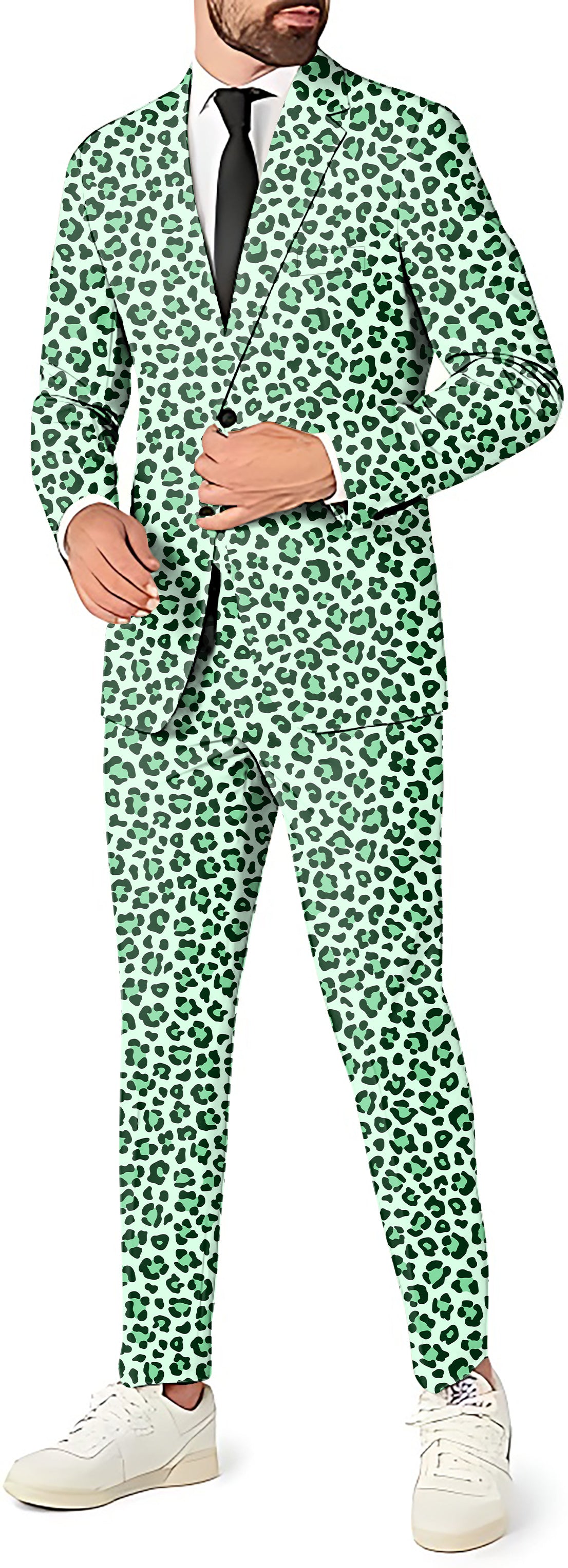Green leopard print Men's Party Costumes-Theme Party 2 or 3pcs Suit set-Blazer Pants & Vest
