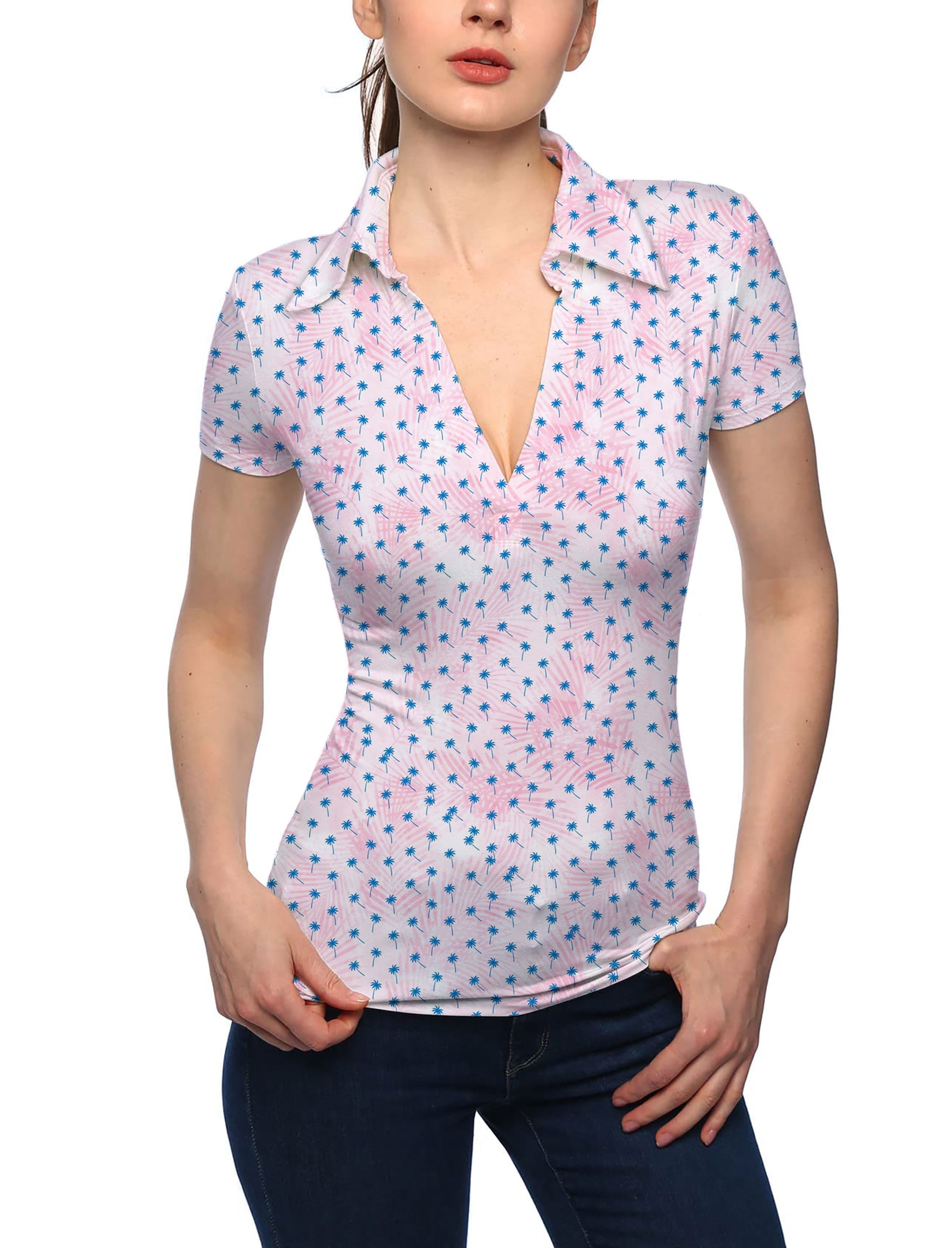 Women's Palm V Neck Golf Polo