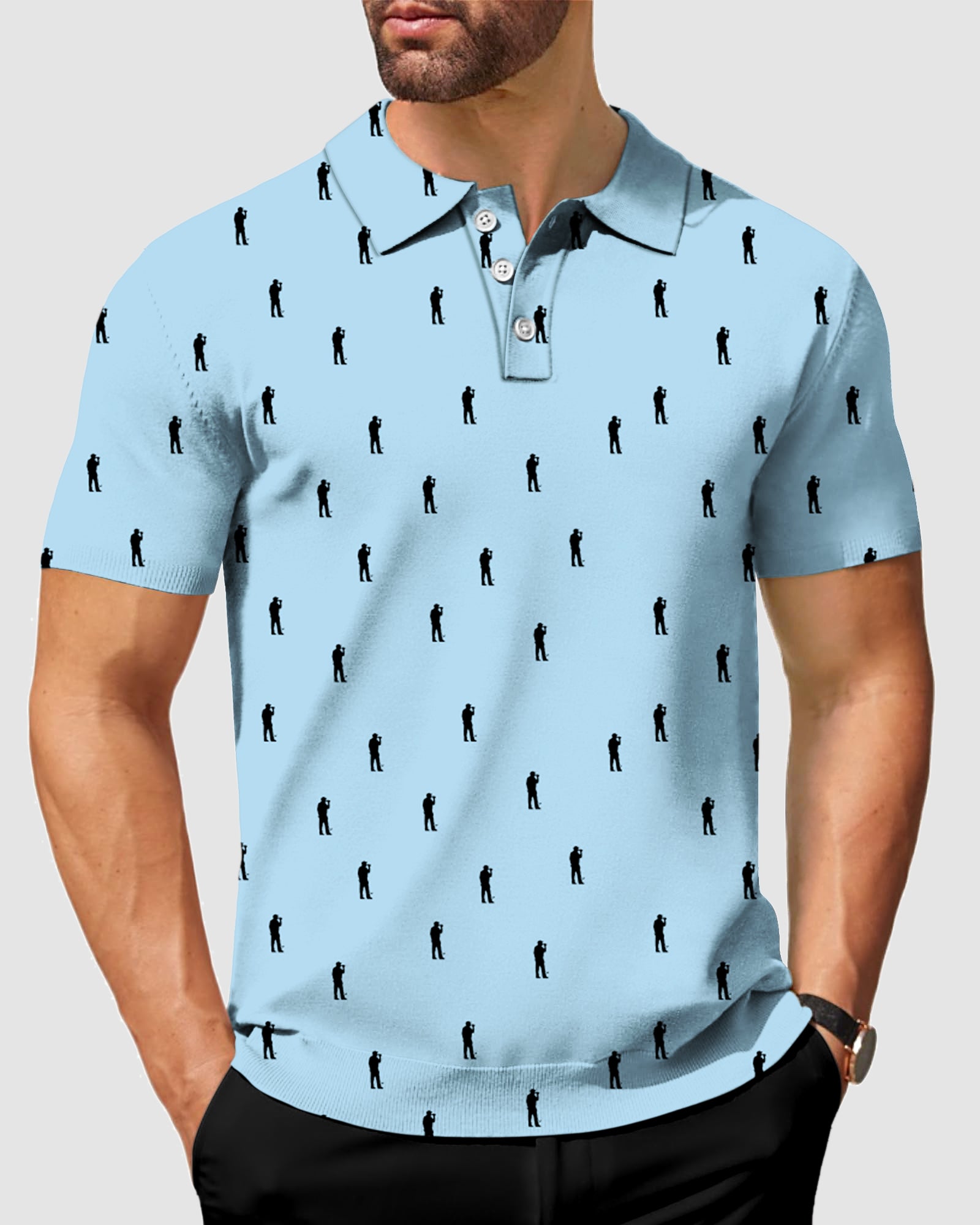 gentleman blue Men's golf polo