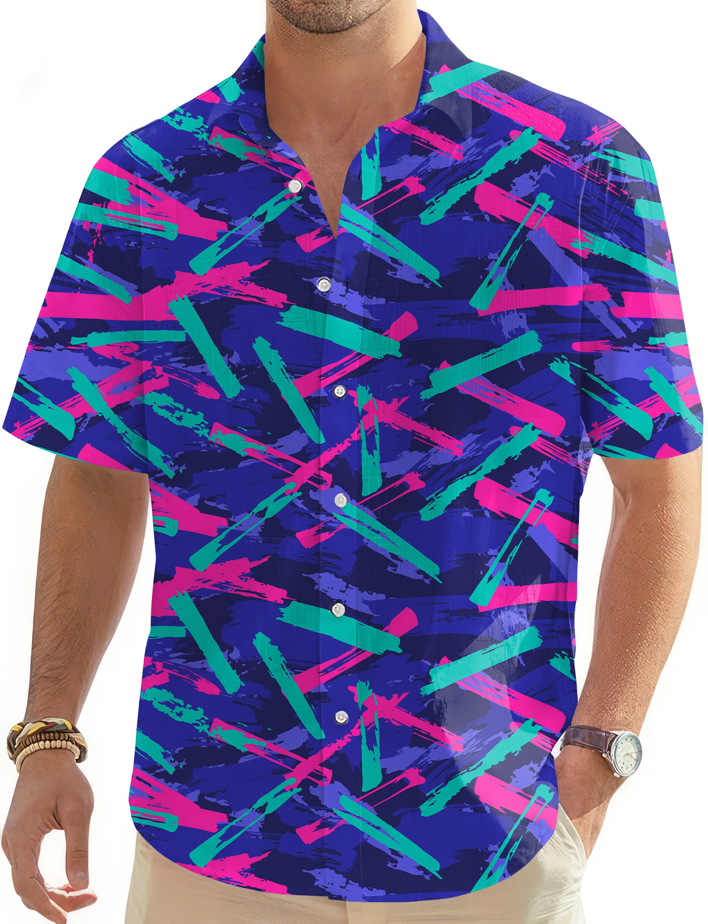 8 Track Men's Golf Hawaiian Shirts Button Down Shirt