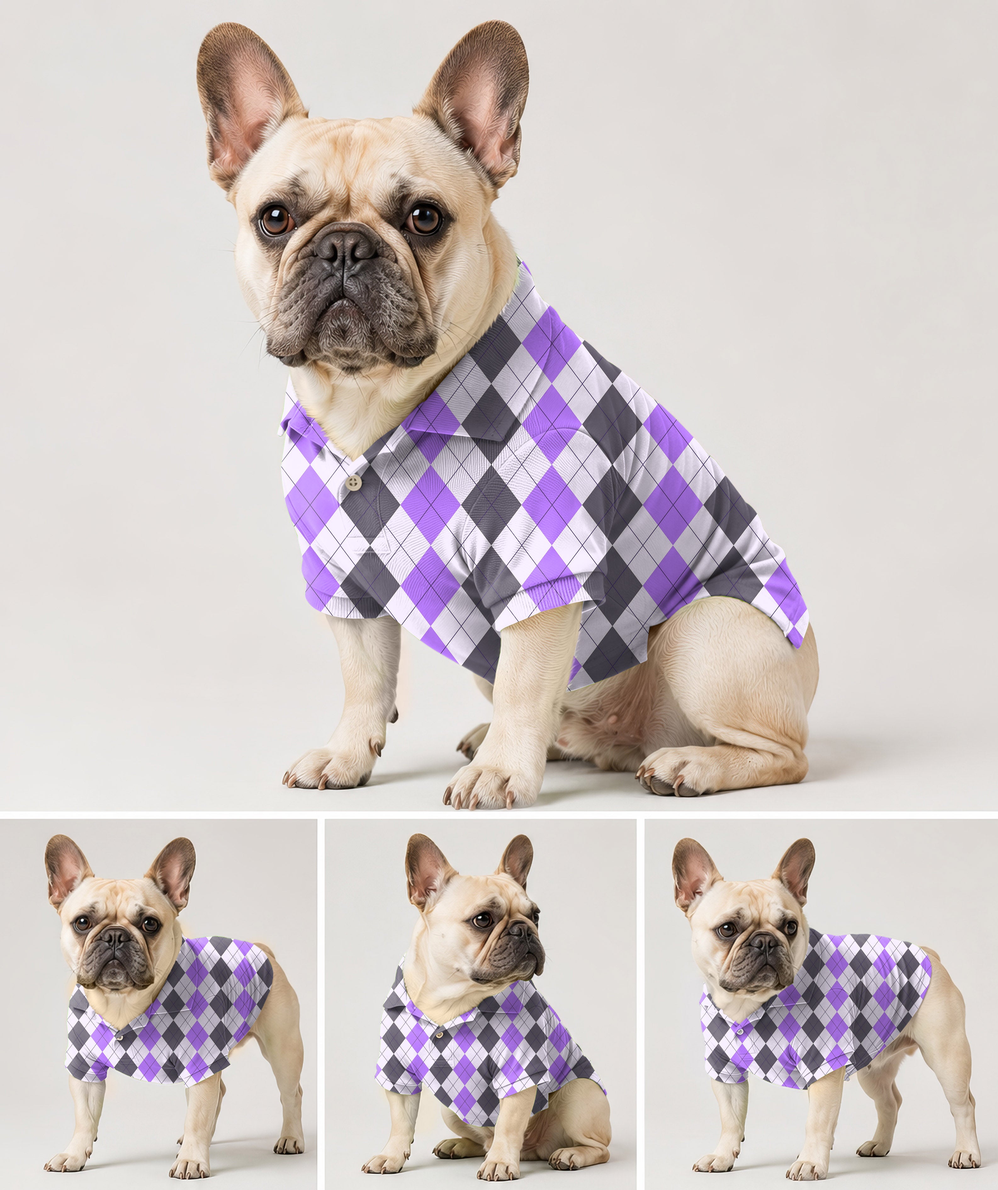 Dog's Purple grey Argyle Polo