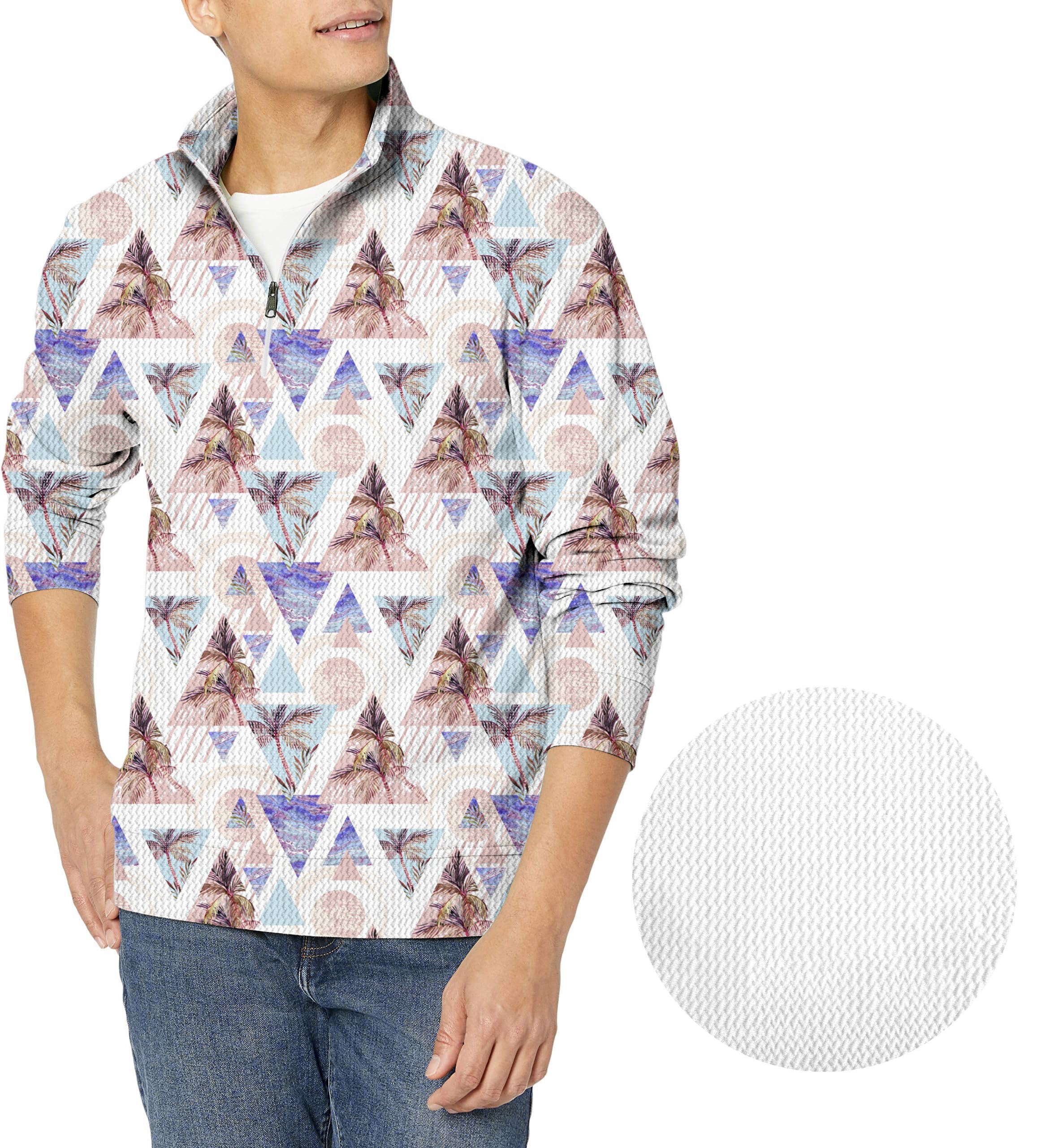 Cali Palm tree-Men's Golf Waffle Zipper Pullover