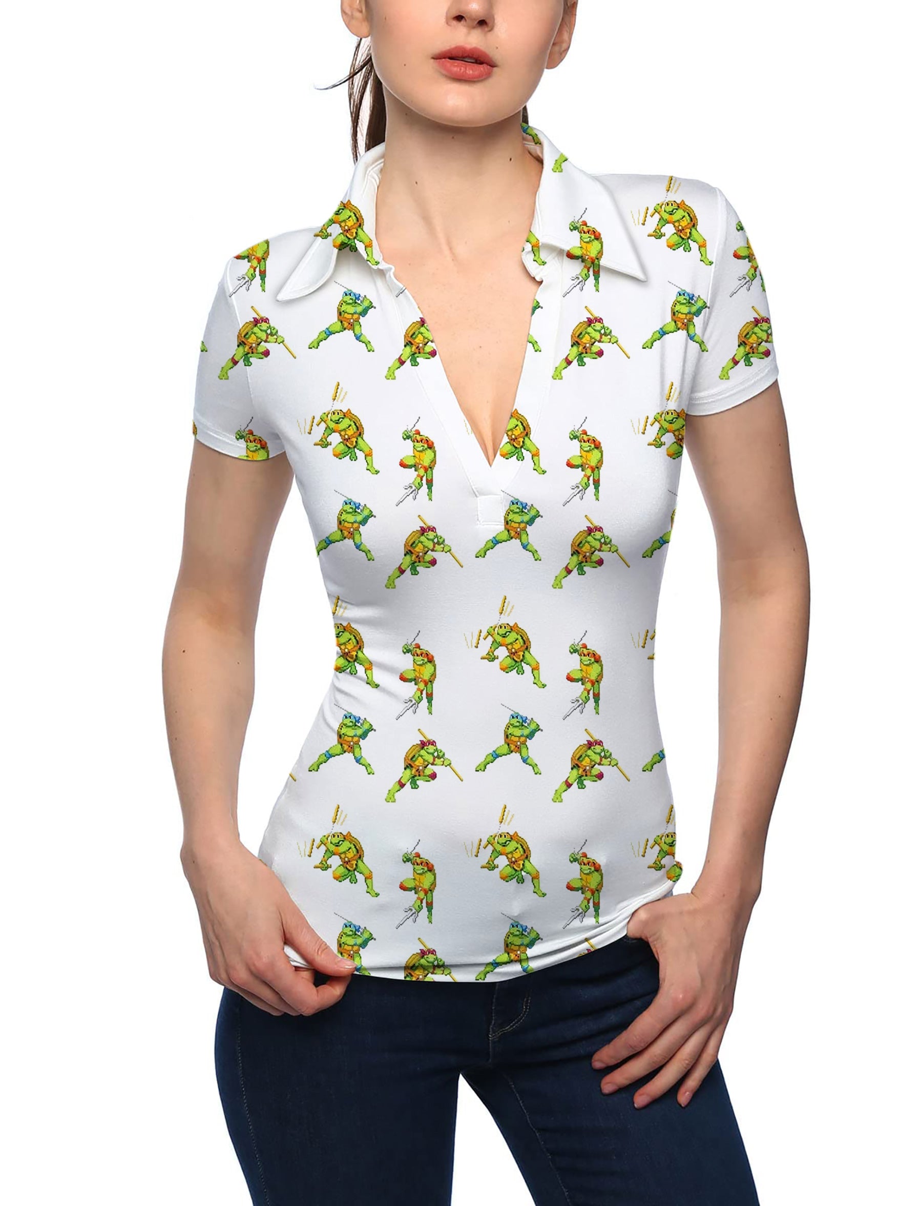 Women's TMNT COWABUNGA CLASSIC V Neck Golf Polo