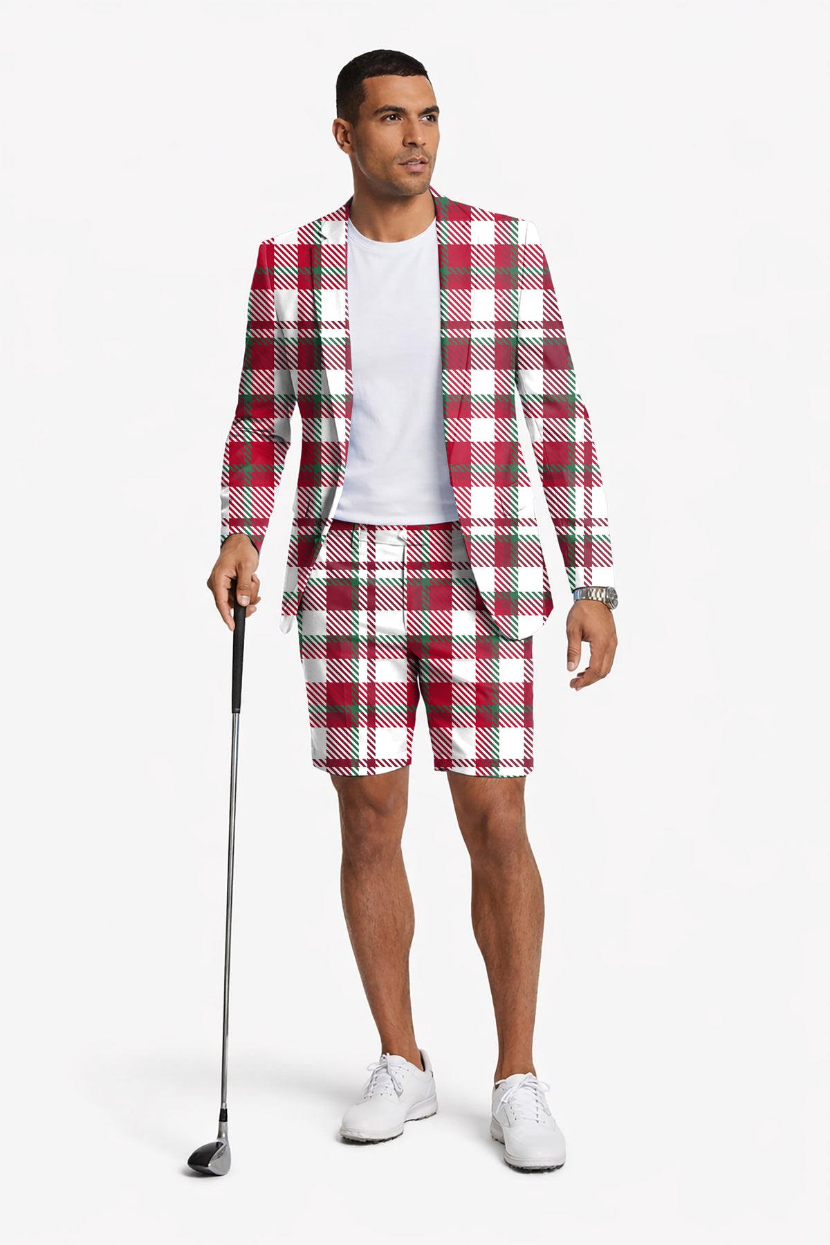 Christmas stripes Men's Party Costumes-Theme Party 2pcs Suit set-Blazer Shorts