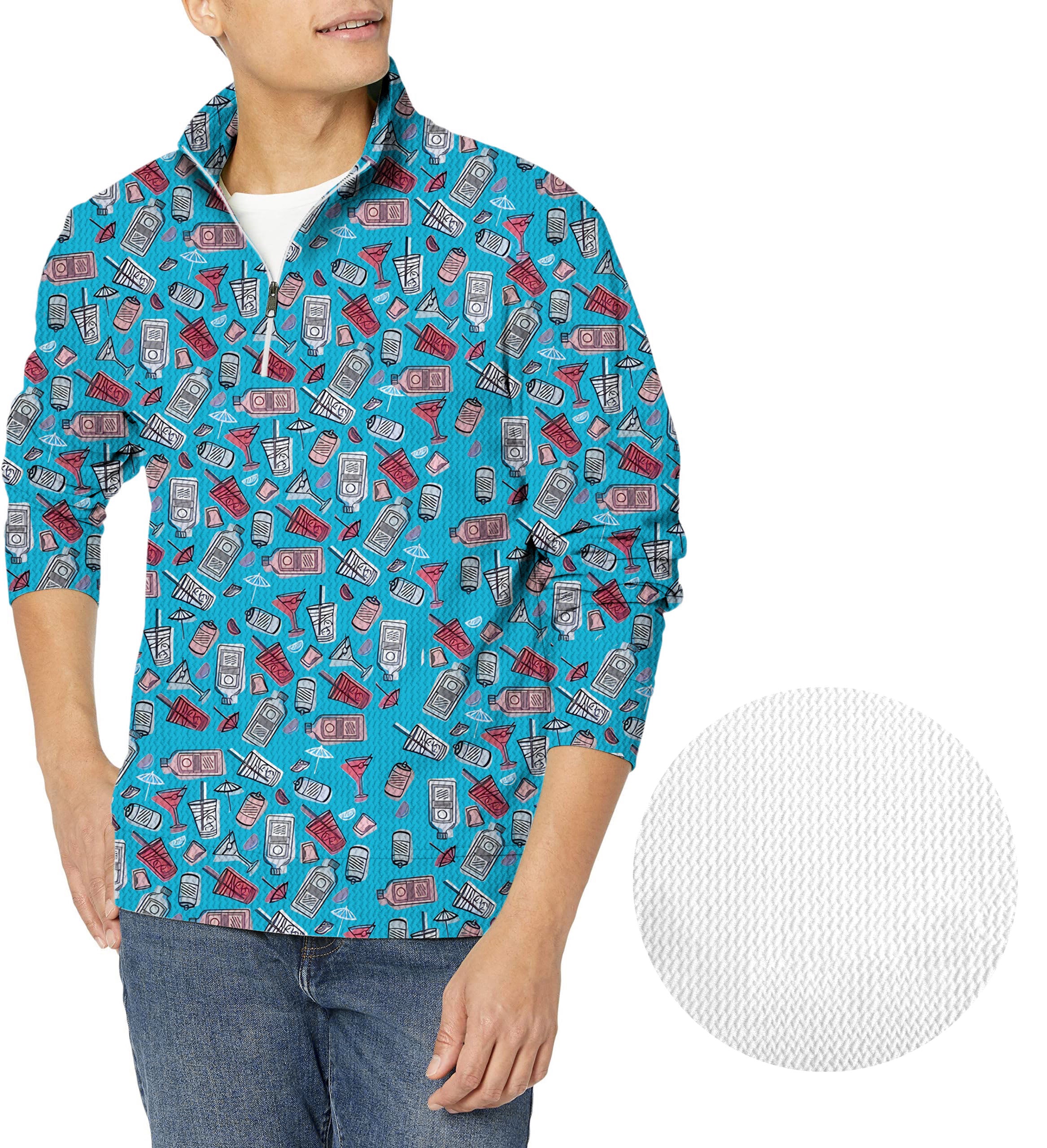 DAY DRINKER-Men's Golf Waffle Zipper Pullover