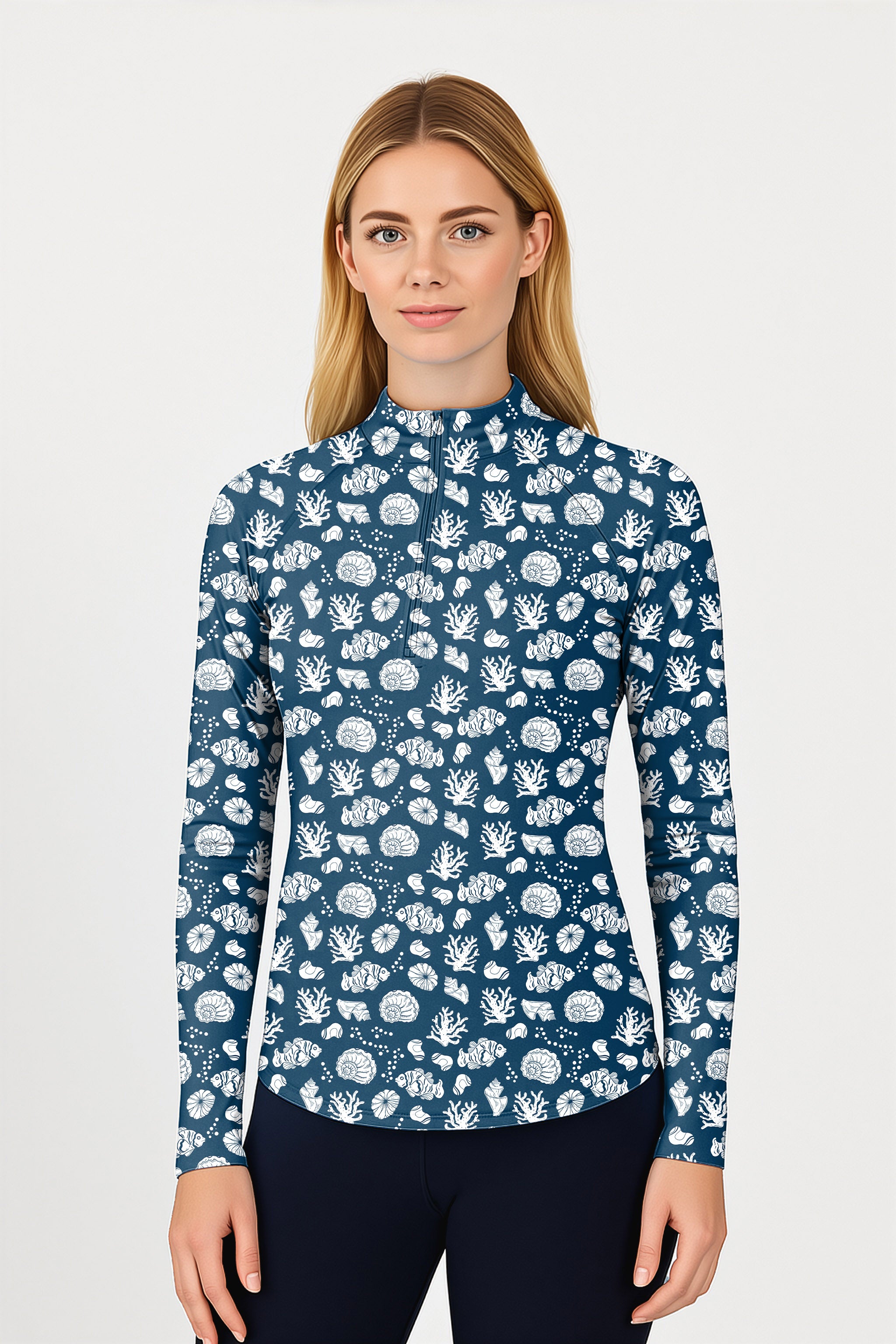 Tropical Fish  Women's Golf Active 3/4 Zip Top