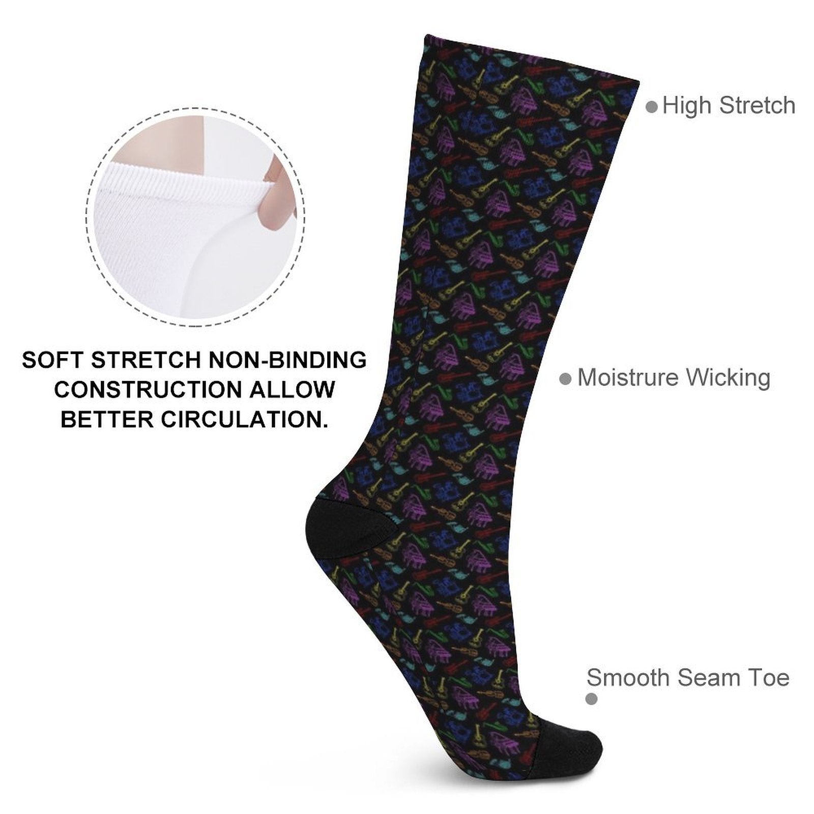 musical instrument Prined socks Gifts for Men Women