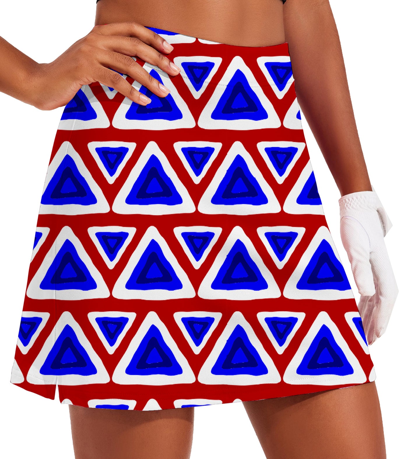 Women's Triangle tribal Golf Skirts Inner Shorts Pocket