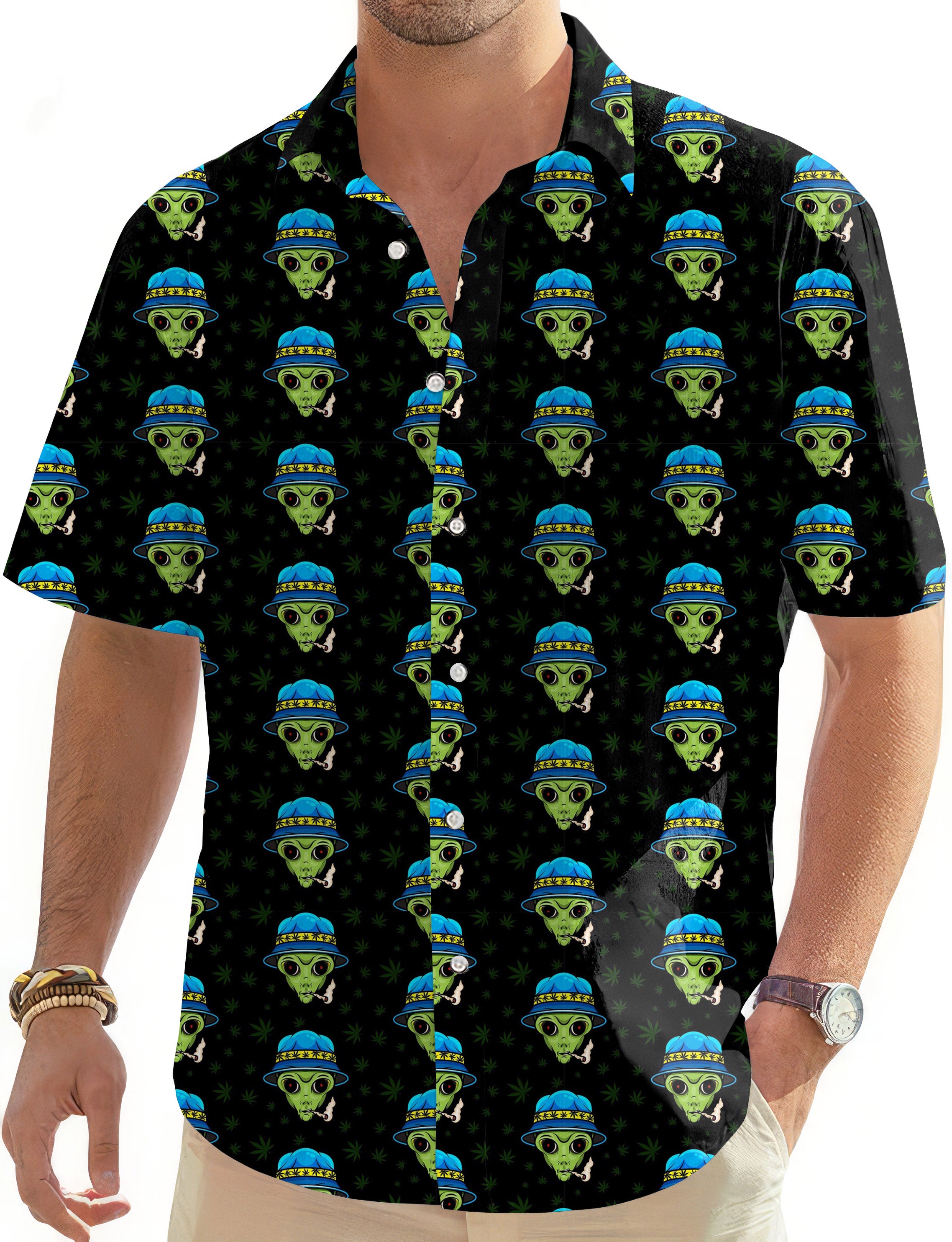 Smokin' Galactic-Men's Golf Hawaiian Shirts Button Down Shirt
