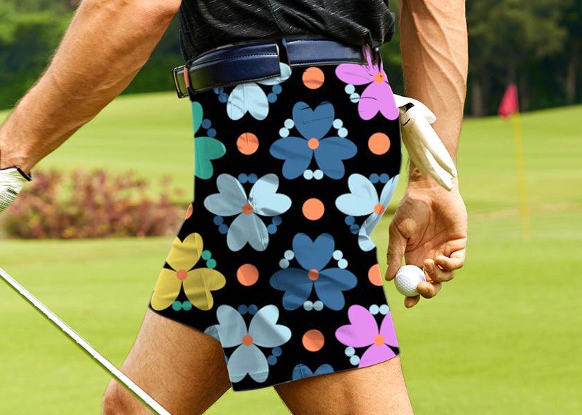 Men Modern Golfer Flowers Golf Shorts