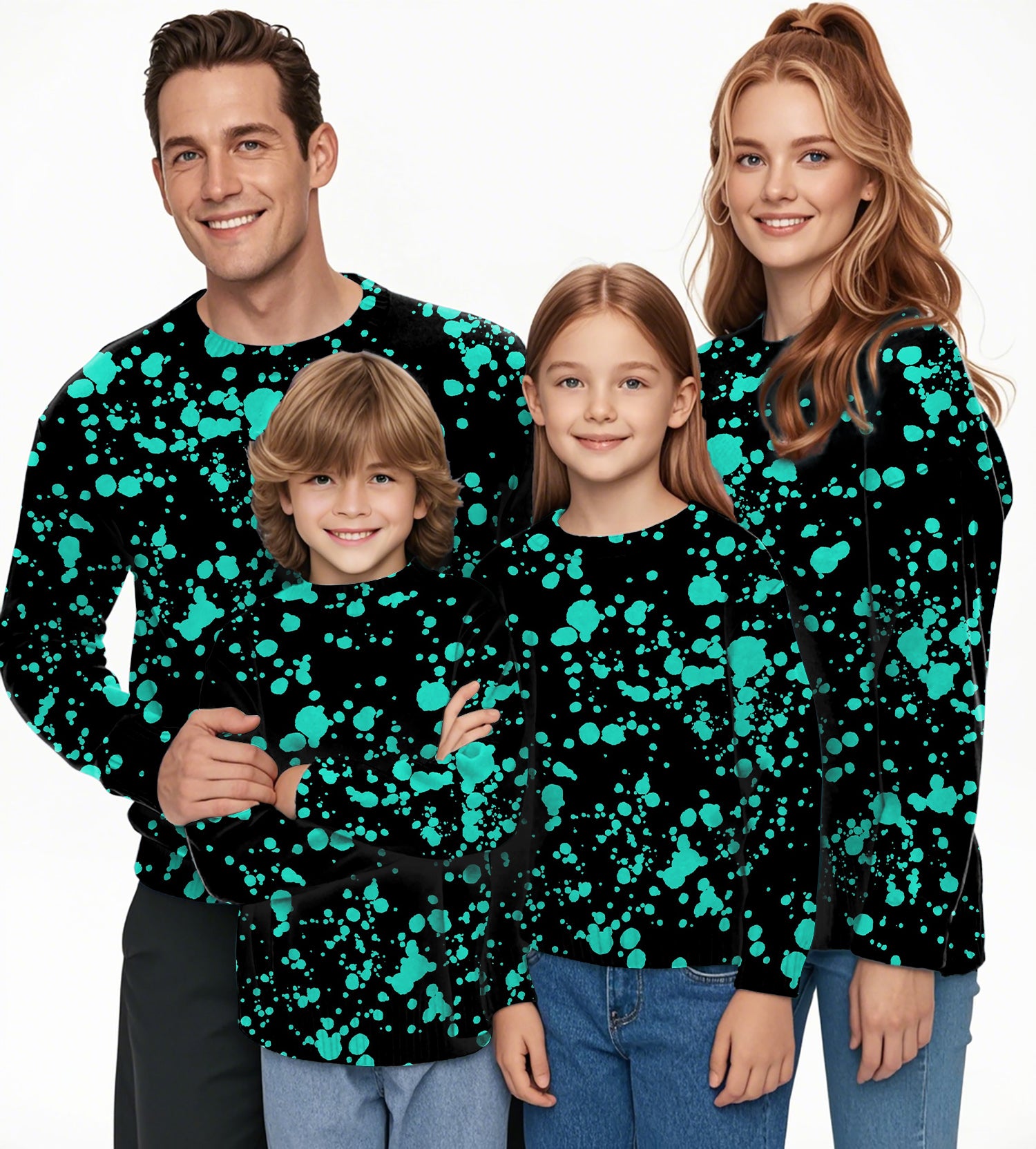 Lake Blue spot Crewneck Pullover Ugly Sweater Men Women boy girl family