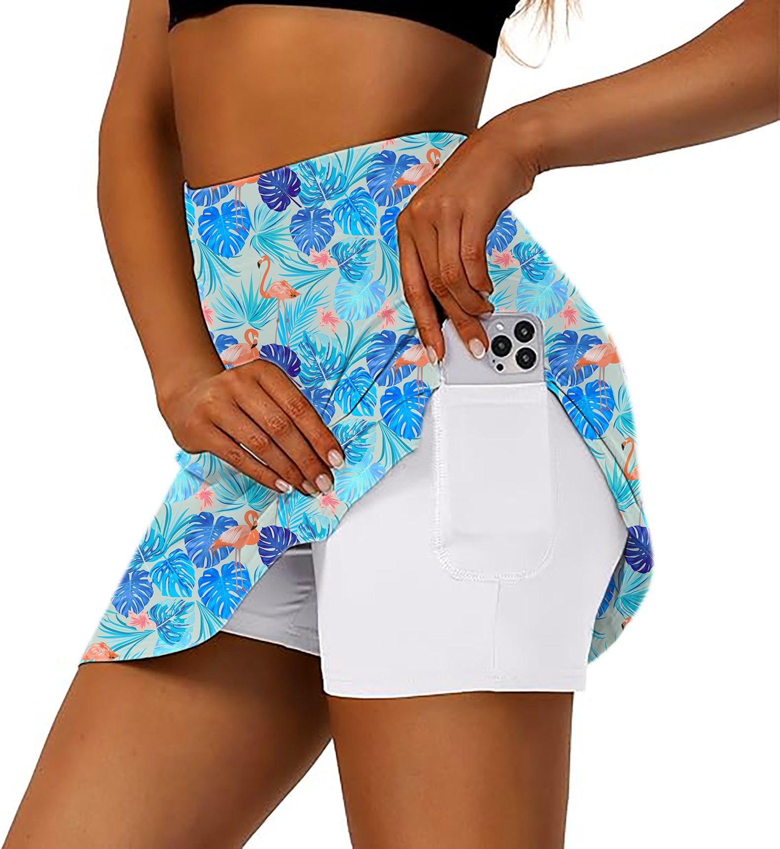 Women's Cool Flamingos Golf Skirts Inner Shorts Pocket