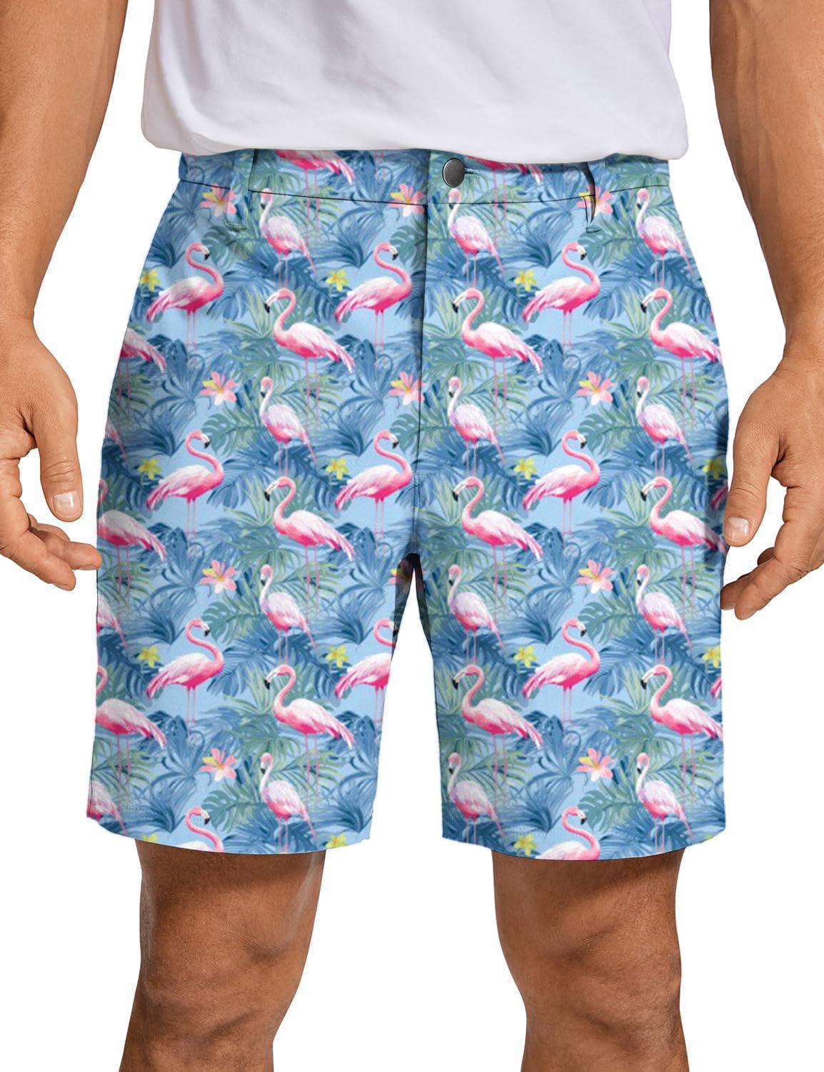 Men Tropical birds pink flamingo Golf Shorts