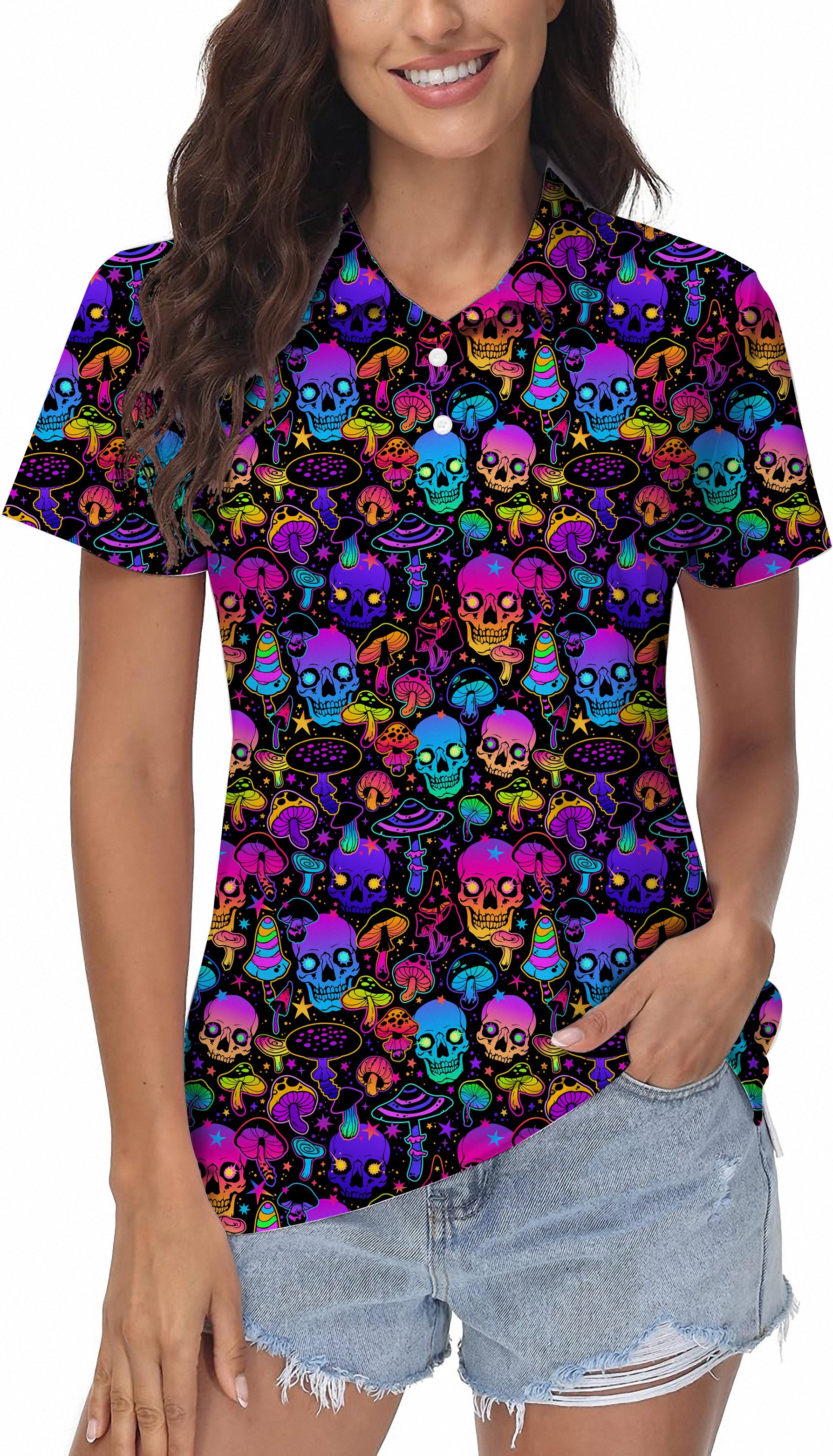 neon skull Women's Golf Polo