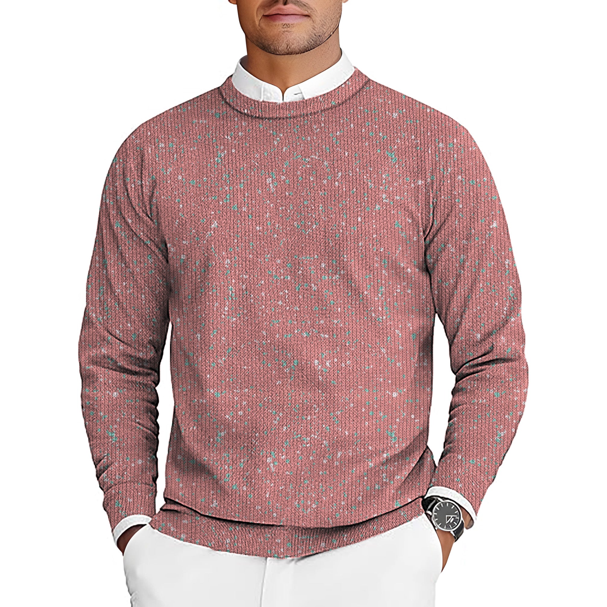 Paint Splatter Men's Golf Crewneck Pullover Sweaters Ugly Sweater