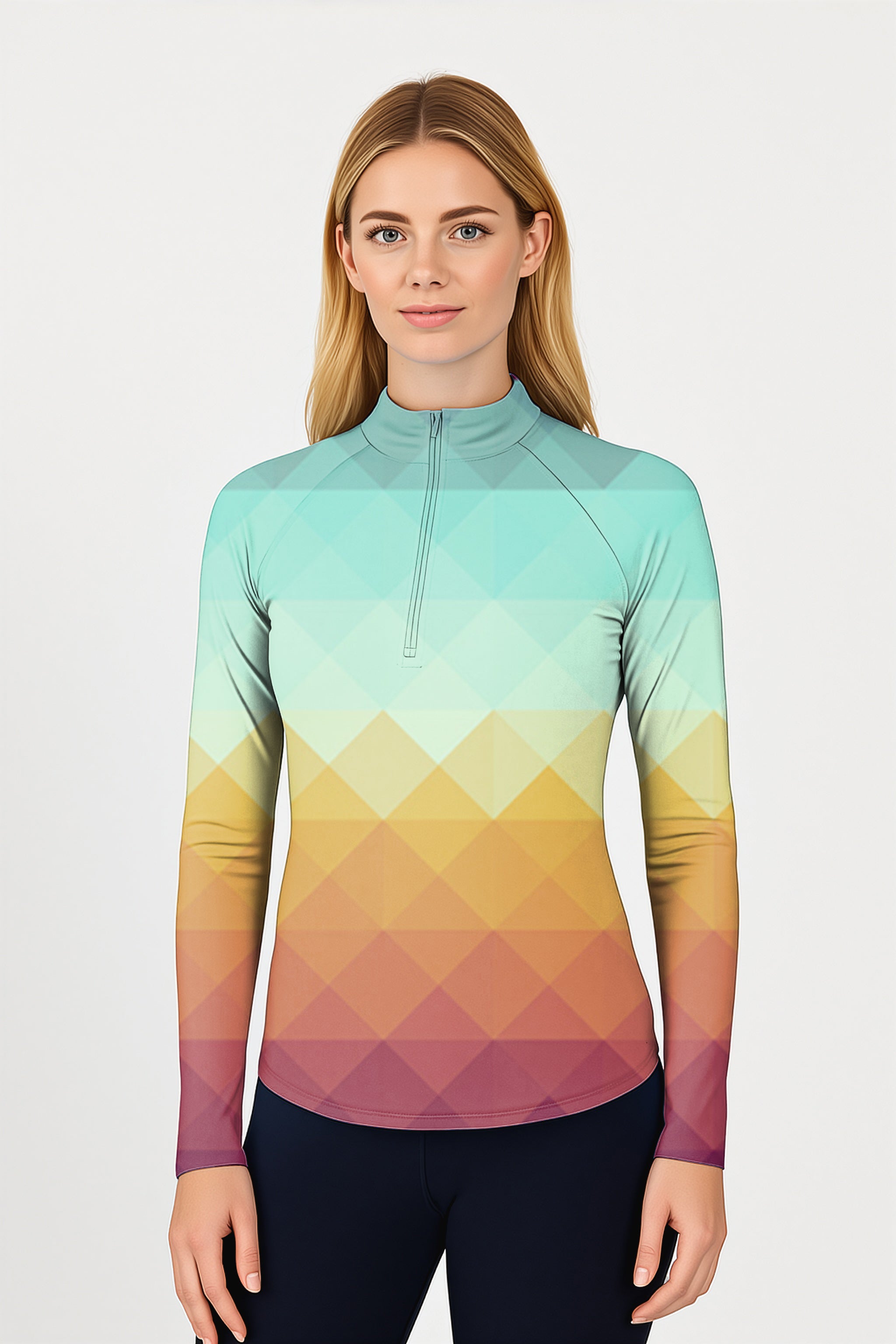 Arizona Sunset Women's Golf Active 3/4 Zipper Top Long Sleeves
