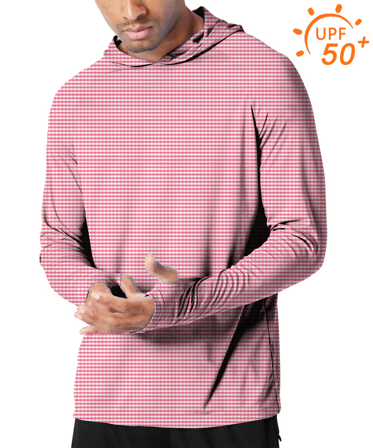 Men's Outdoor Pink striped and checkered squares Golf Sun Protection Loose Fit  hoodies