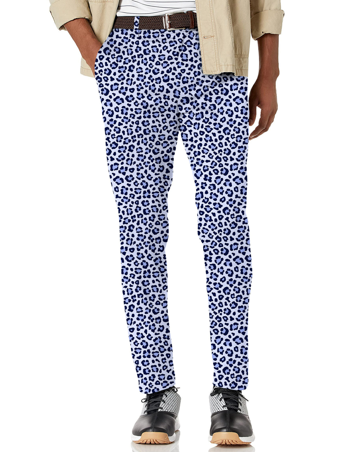 Men's purple leopard print Stretch Golf Pants