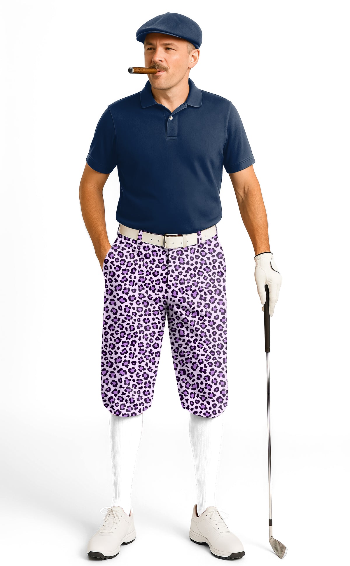 pink leopard print Men's Golf Knickers Pants