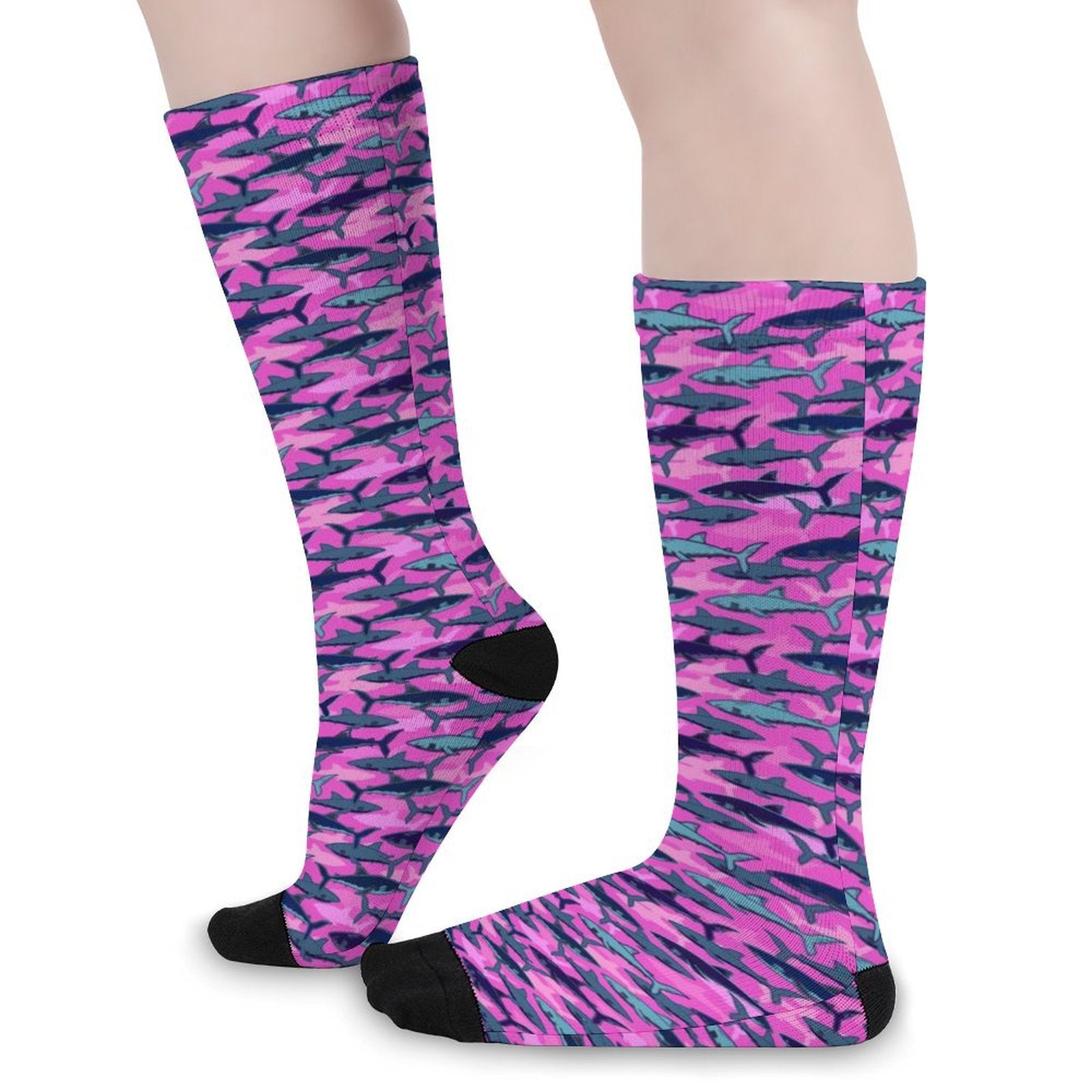 Electric Sharks Pink Prined socks Gifts for Men Women