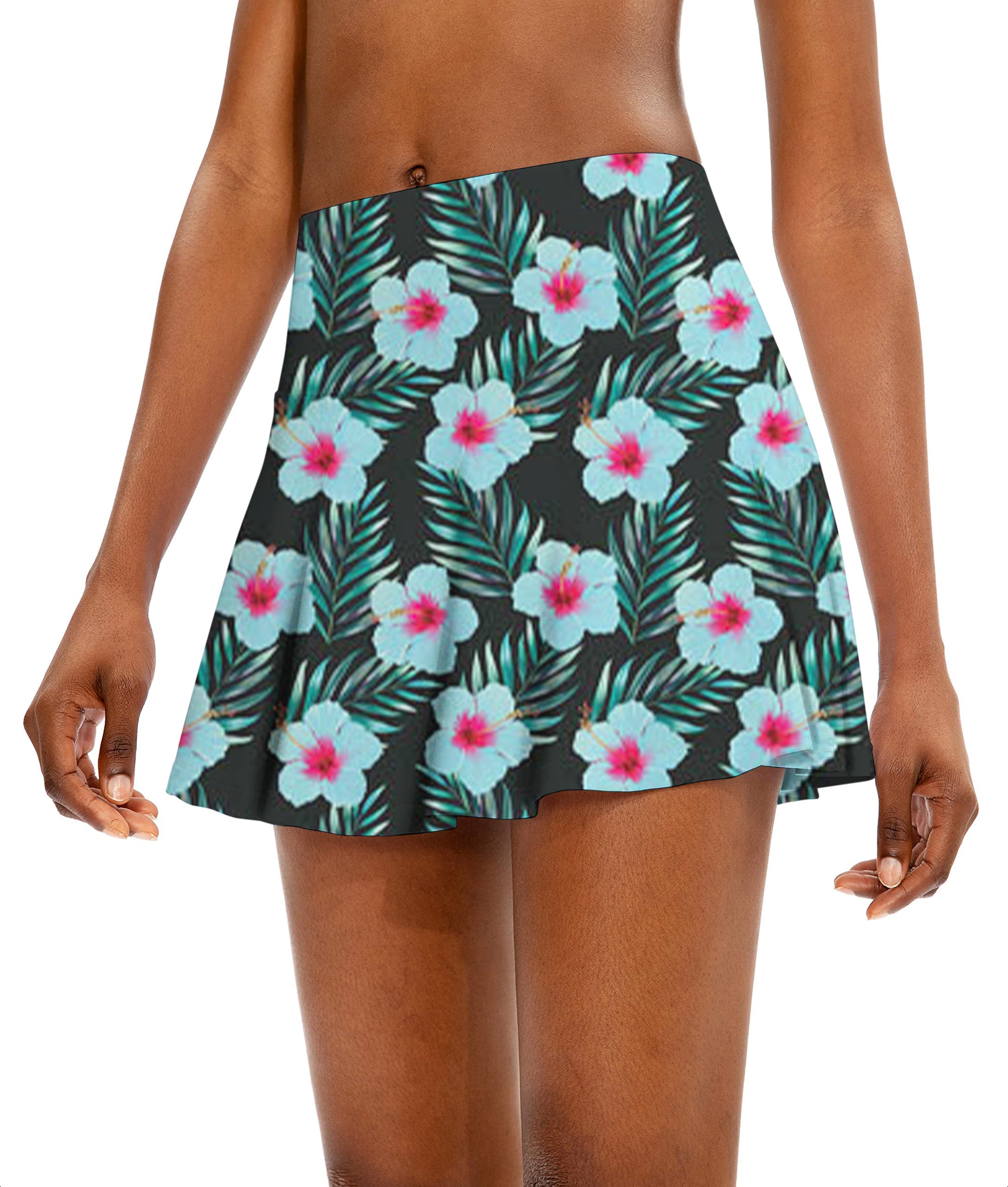 Tropical Flowers Women's Athletic Golf Skorts Flared Skirts