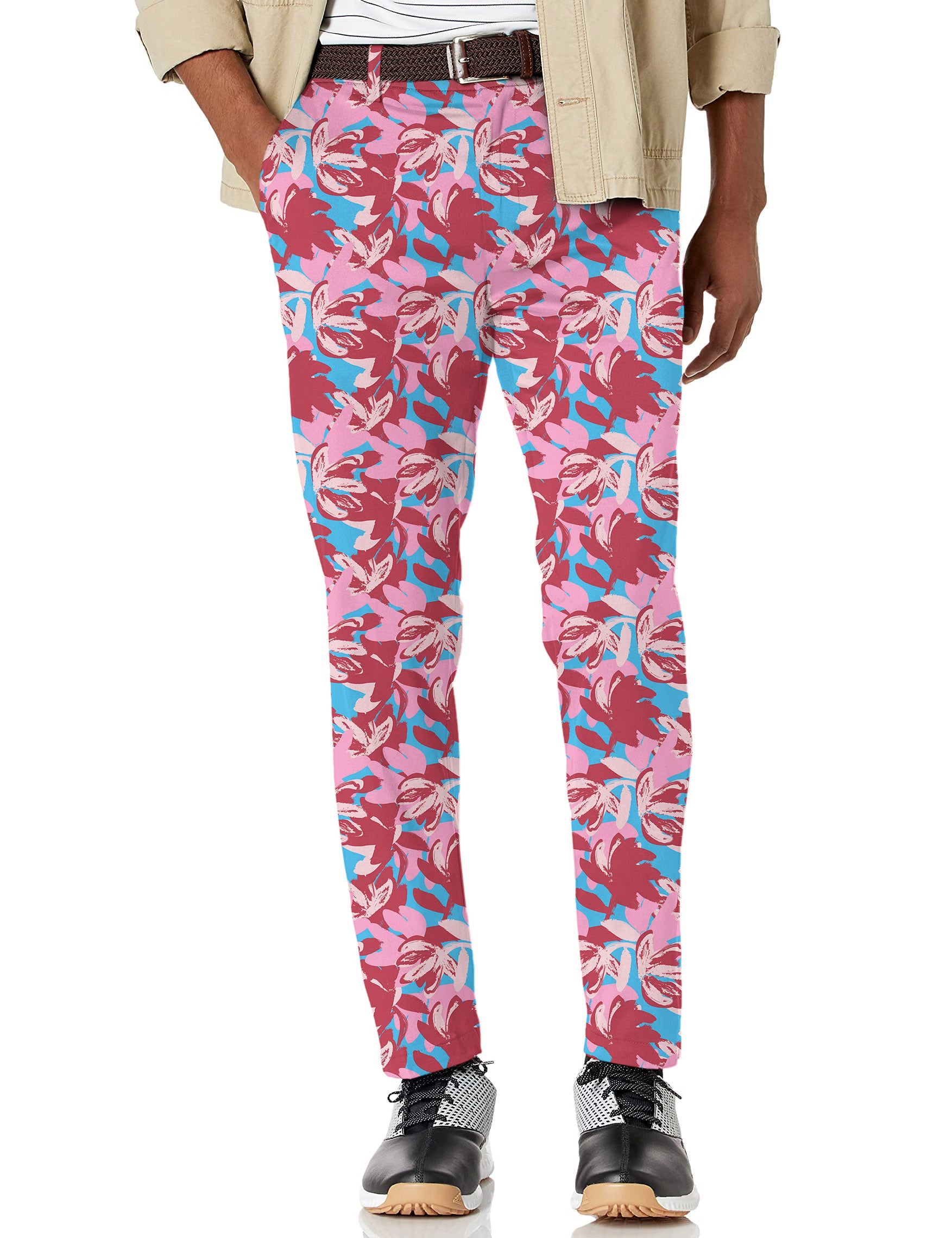 Men's Oil painting of flowers Stretch Golf pants trousers