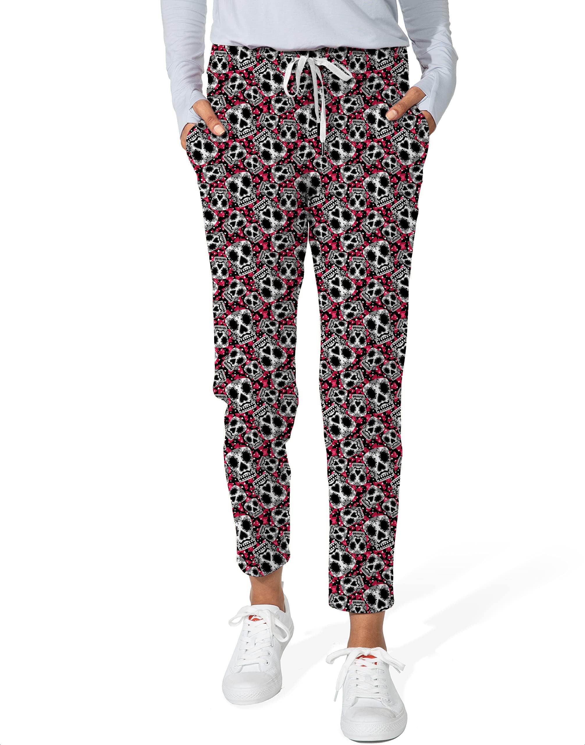 Sugar Skull Pattern Women's 7/8 Stretch Ankle Golf Pants
