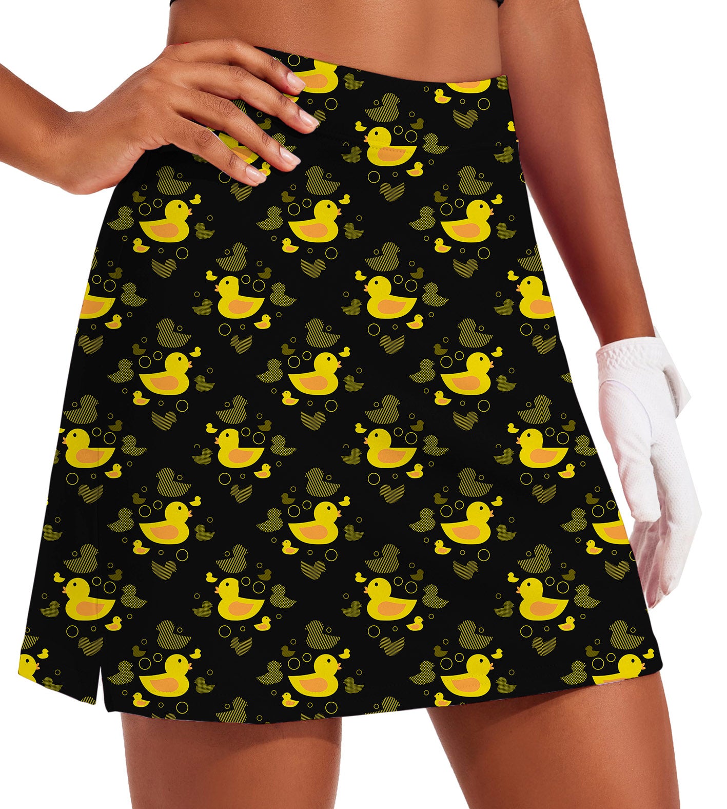 Women's Yellow duck Golf Skirts Inner Shorts Pocket