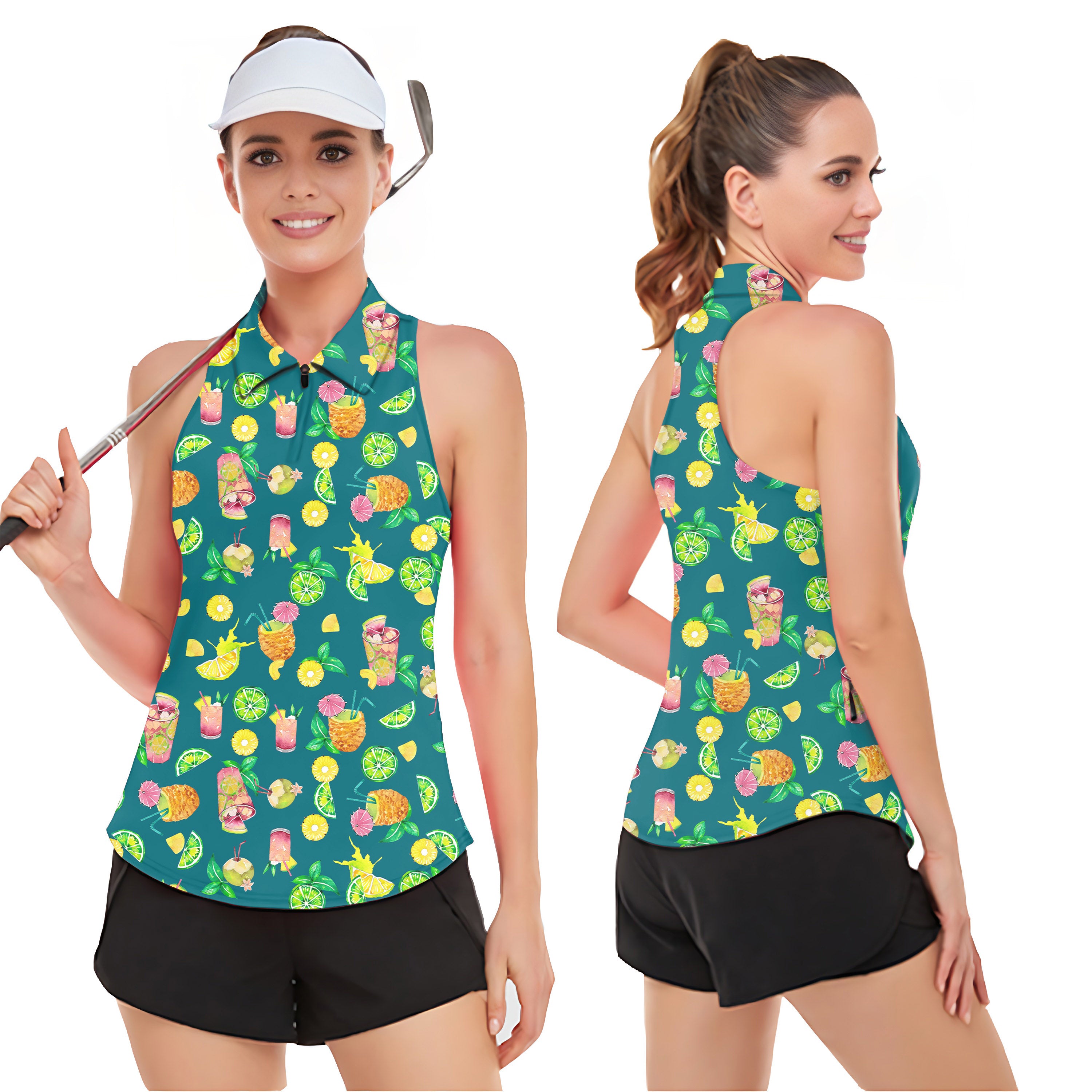 Tropical Paradise Women‘s Sleeveless Golf Tank Top Shirt Polo