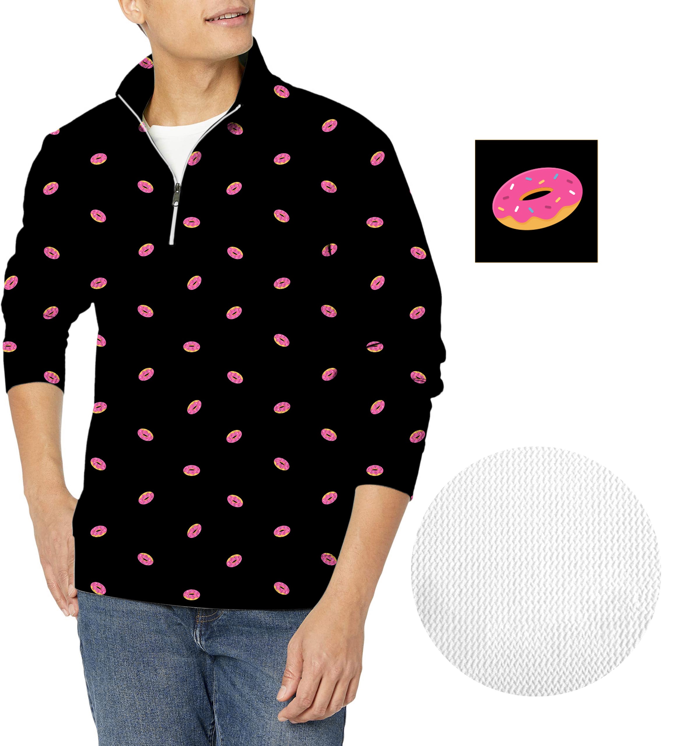 Donut Custom The Background Color Custom The Background Color Men's Golf Waffle Zipper Pullover