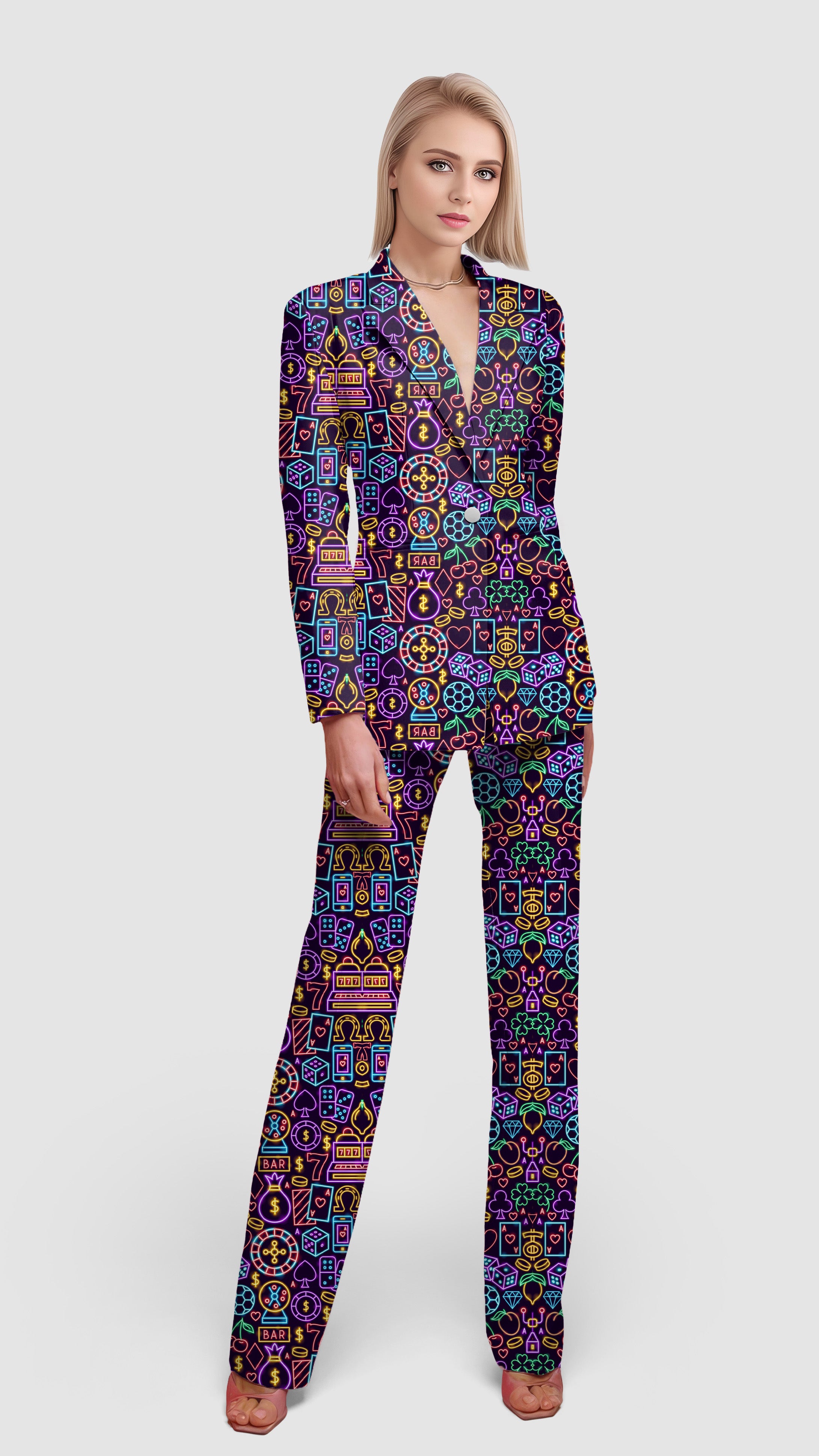 Bankroll neon-Women's Blazer Casual Work Office Blazer Suit set