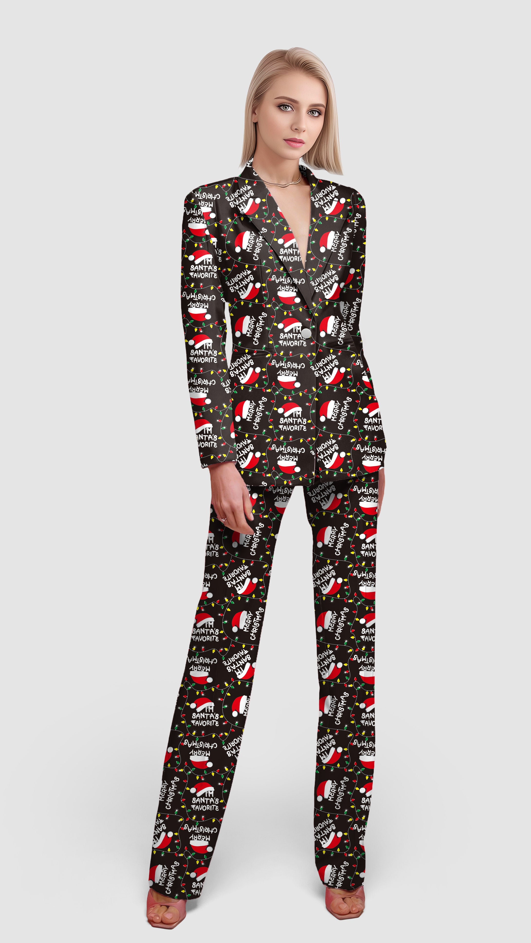 Merry Christmas-Women's Blazer Casual Work Office Blazer Suit set