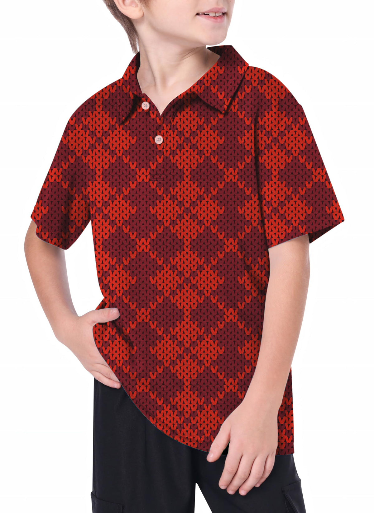 Youth Christmas Red Golf Polo