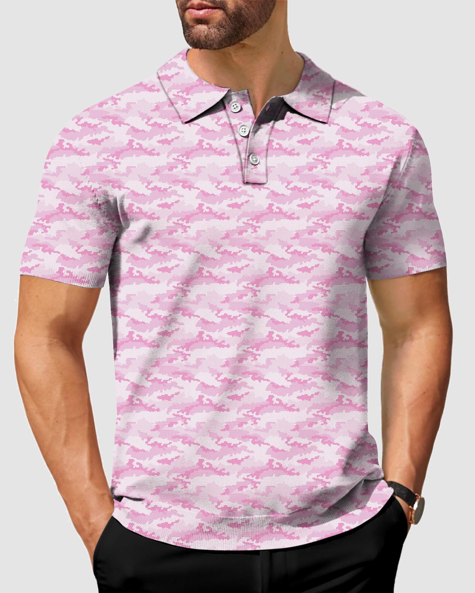 PINK HEX CAMO-Men's golf polo