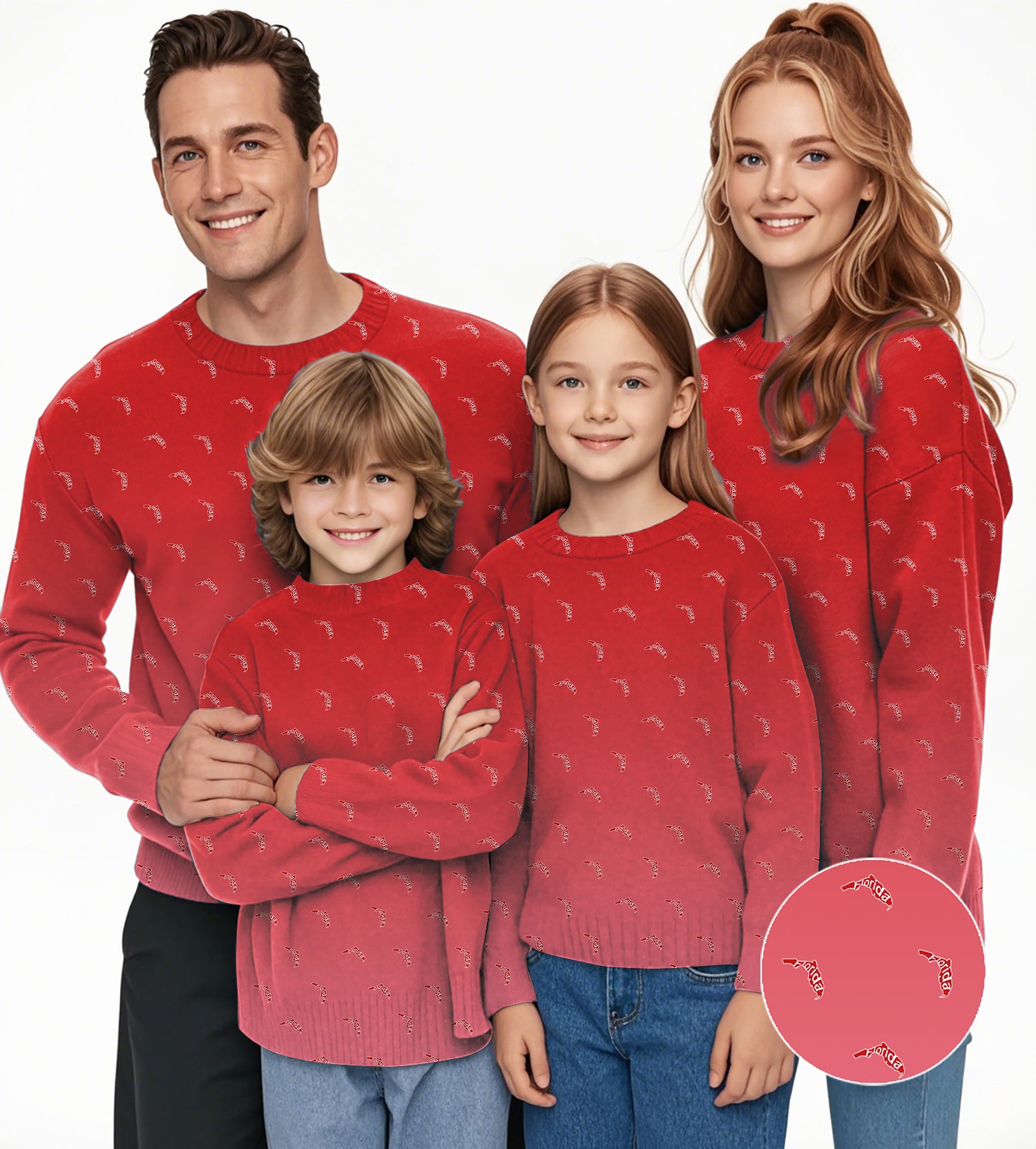 Red Florida Crewneck Pullover Ugly Sweater Men Women boy girl family